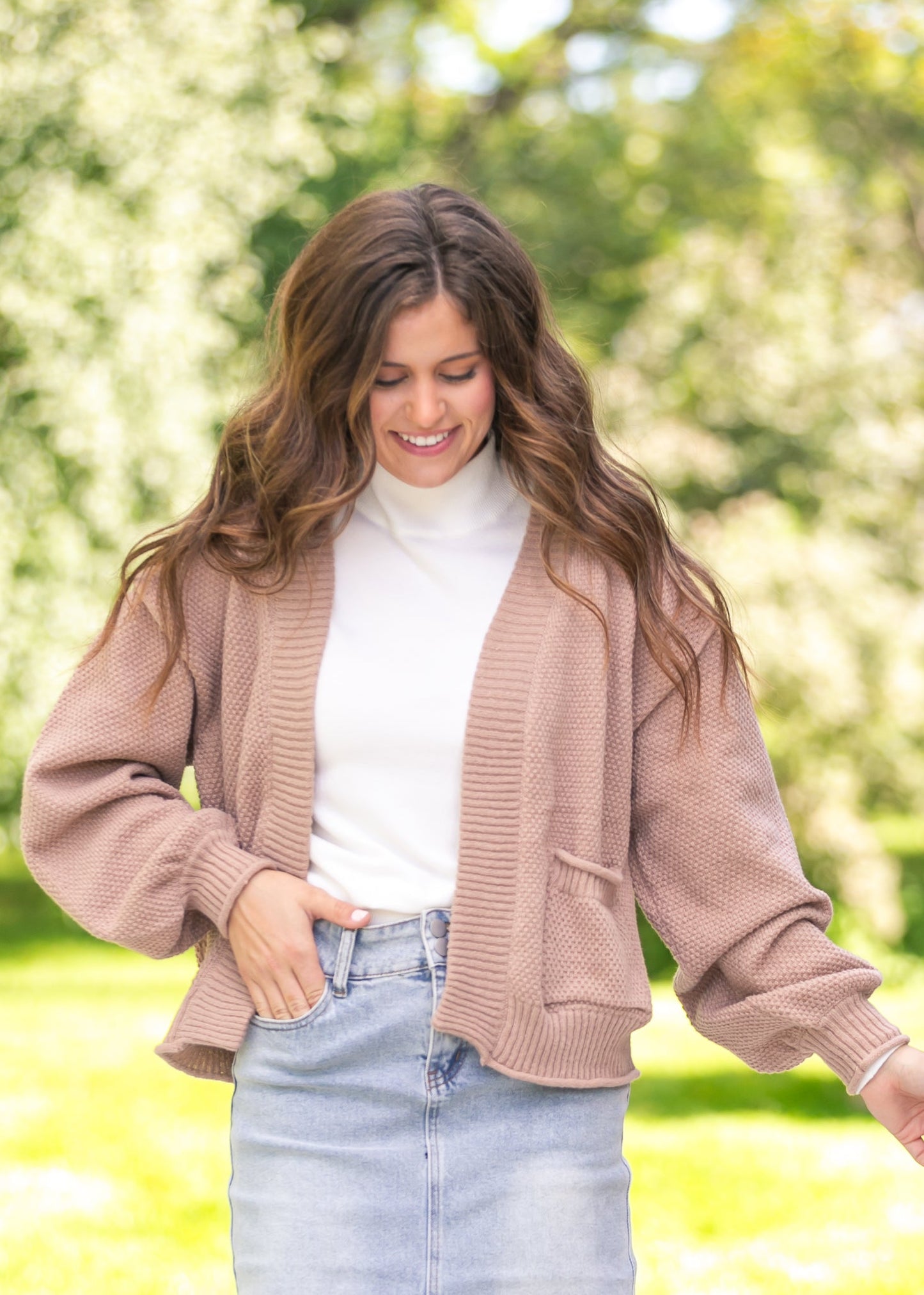 Waffle Knit Open Cardigan FF Layering Essentials