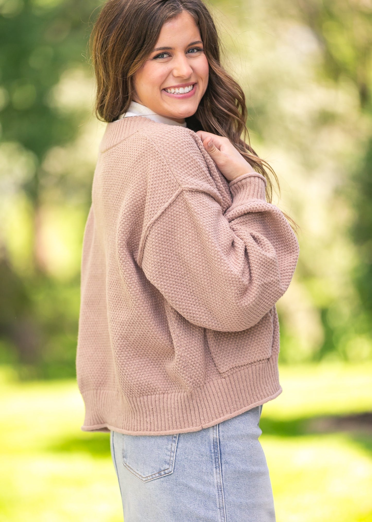 Waffle Knit Open Cardigan FF Layering Essentials