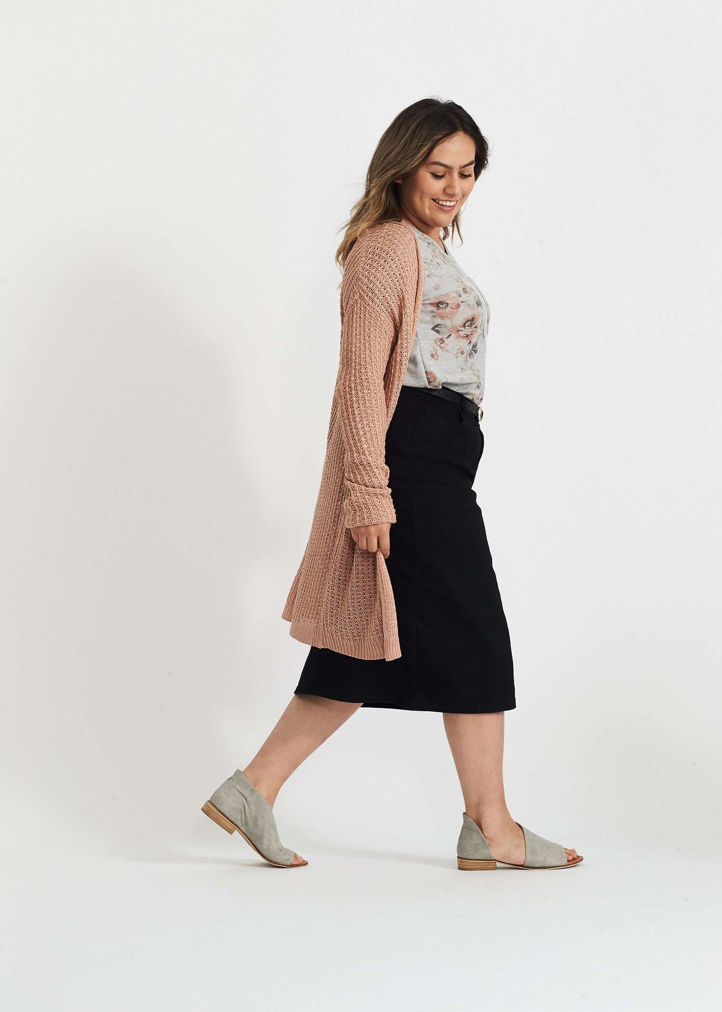 Waffle Knit Open Cardigan FF Layering Essentials