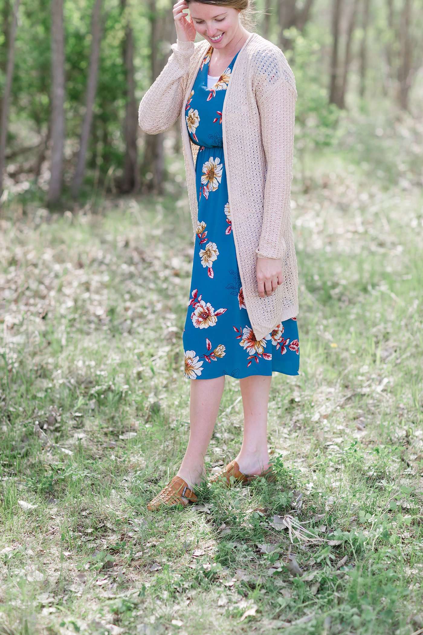 Waffle Knit Open Cardigan Layering Essentials Blush / S/M