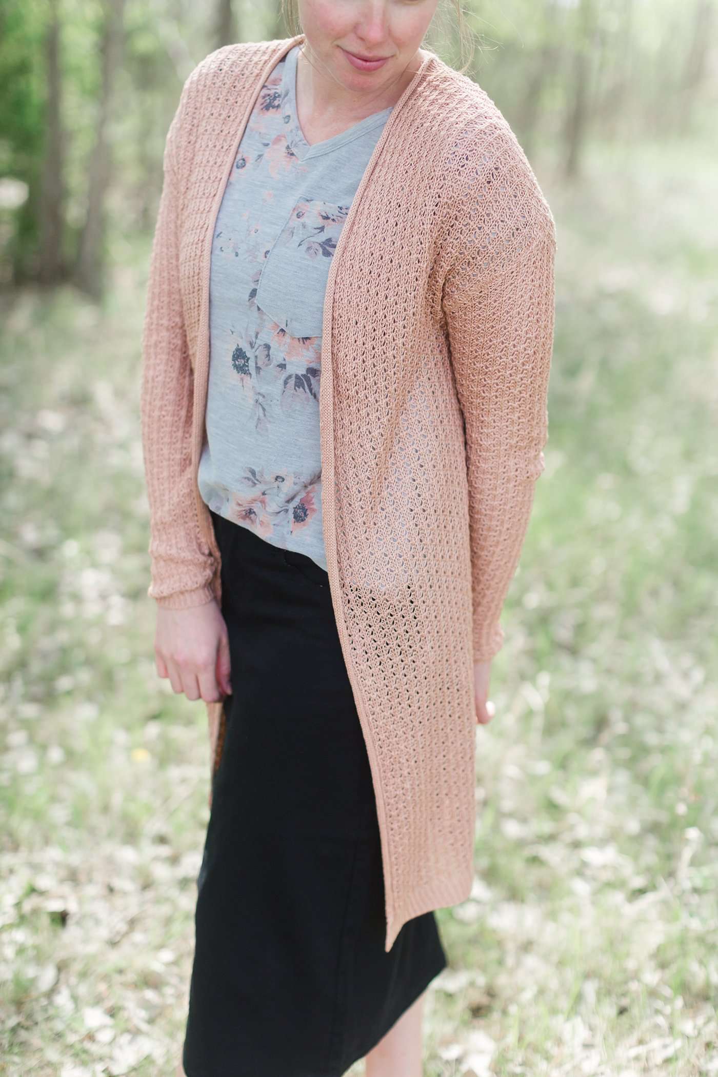 Waffle Knit Open Cardigan Layering Essentials Taupe / S/M