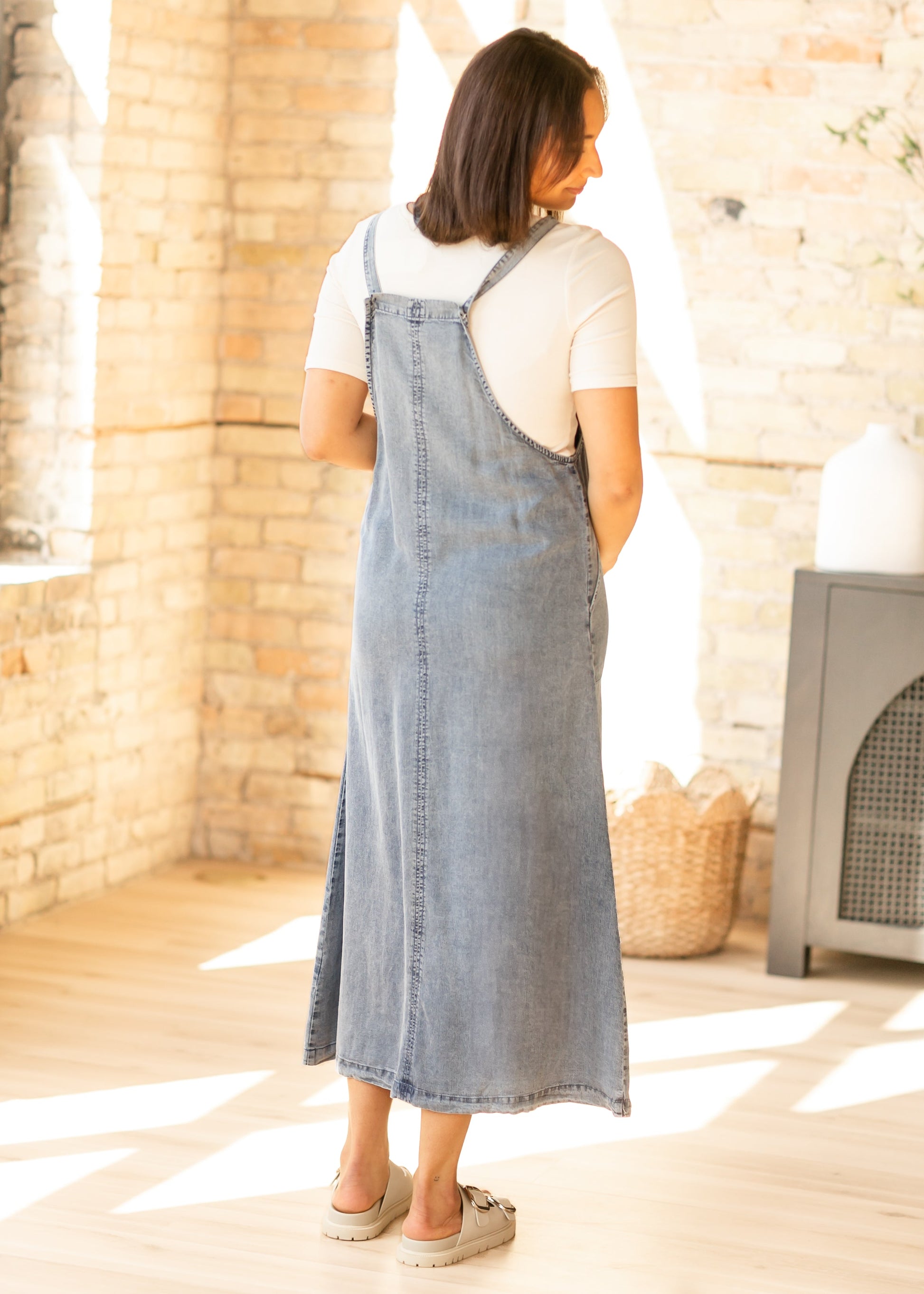 Washed Lyocell Overall Maxi Dress FF Dresses