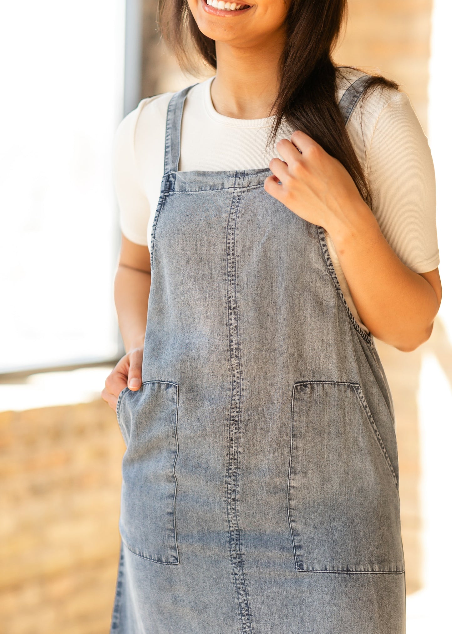 Washed Lyocell Overall Maxi Dress FF Dresses