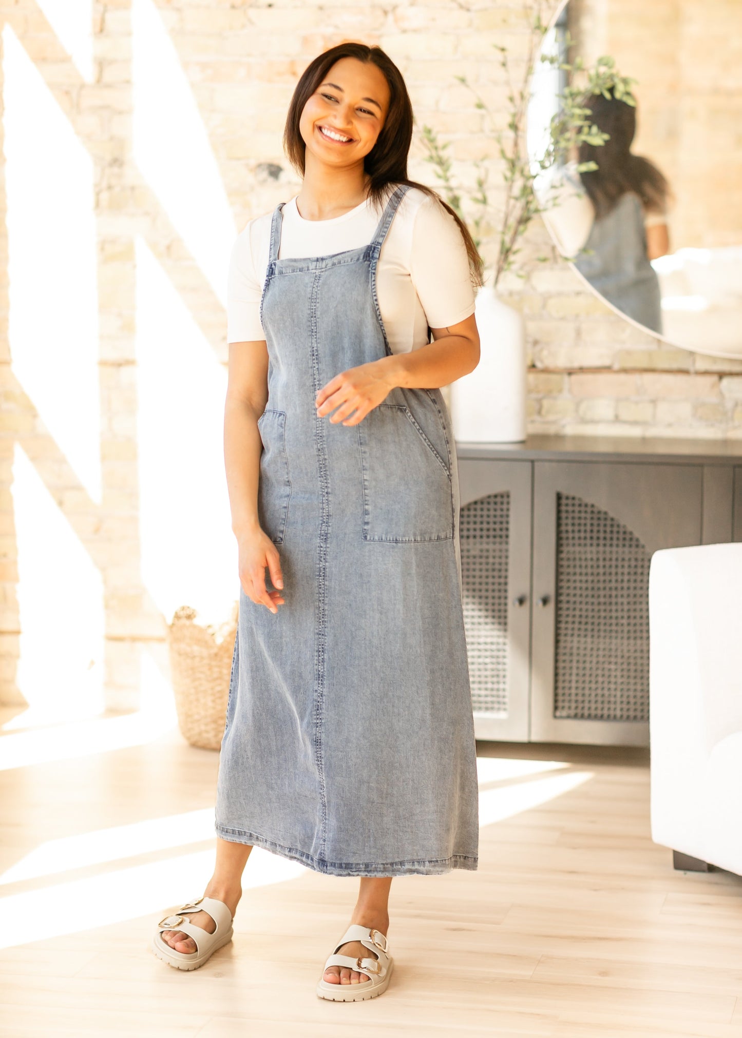 Washed Lyocell Overall Maxi Dress FF Dresses