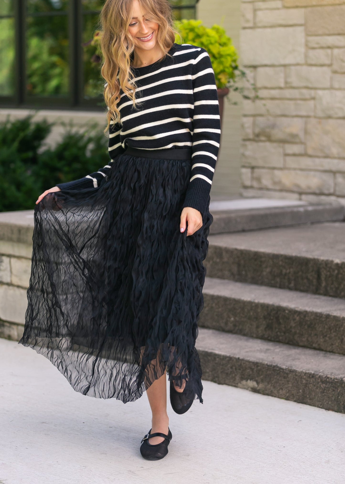 Wavy Tulle Midi Skirt FF Skirts