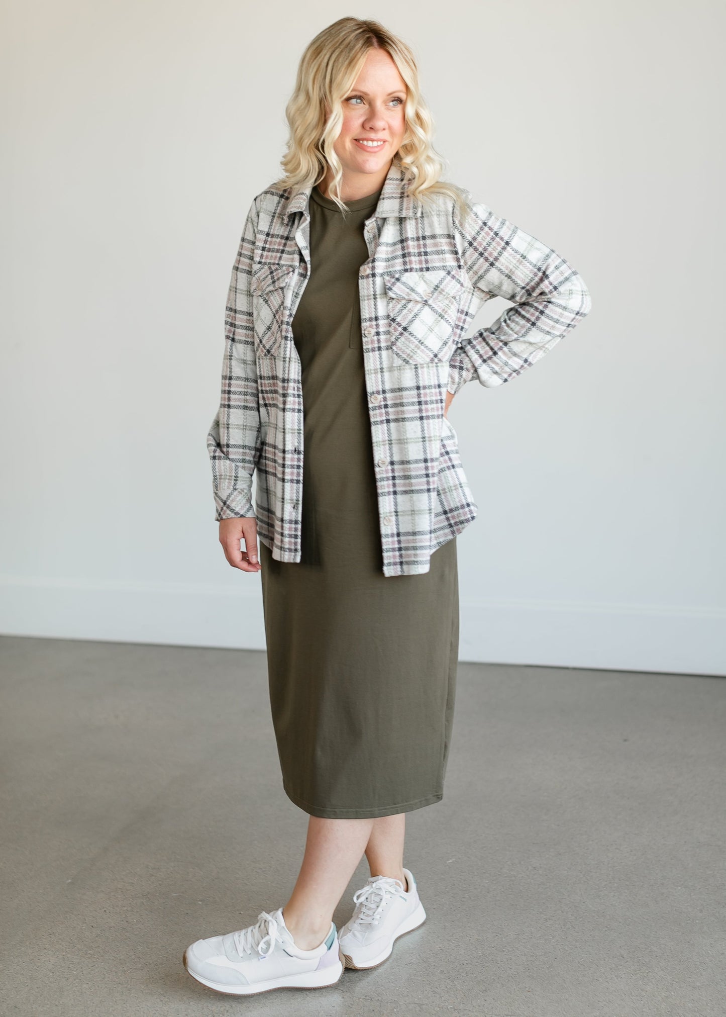 Weston Mossy Green Plaid Shacket FF Tops