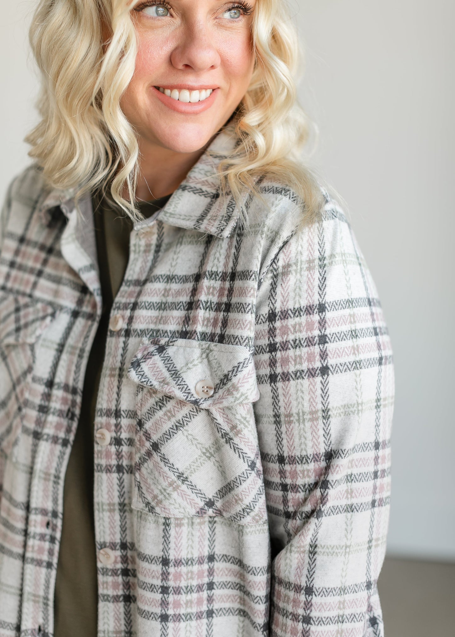 Weston Mossy Green Plaid Shacket FF Tops