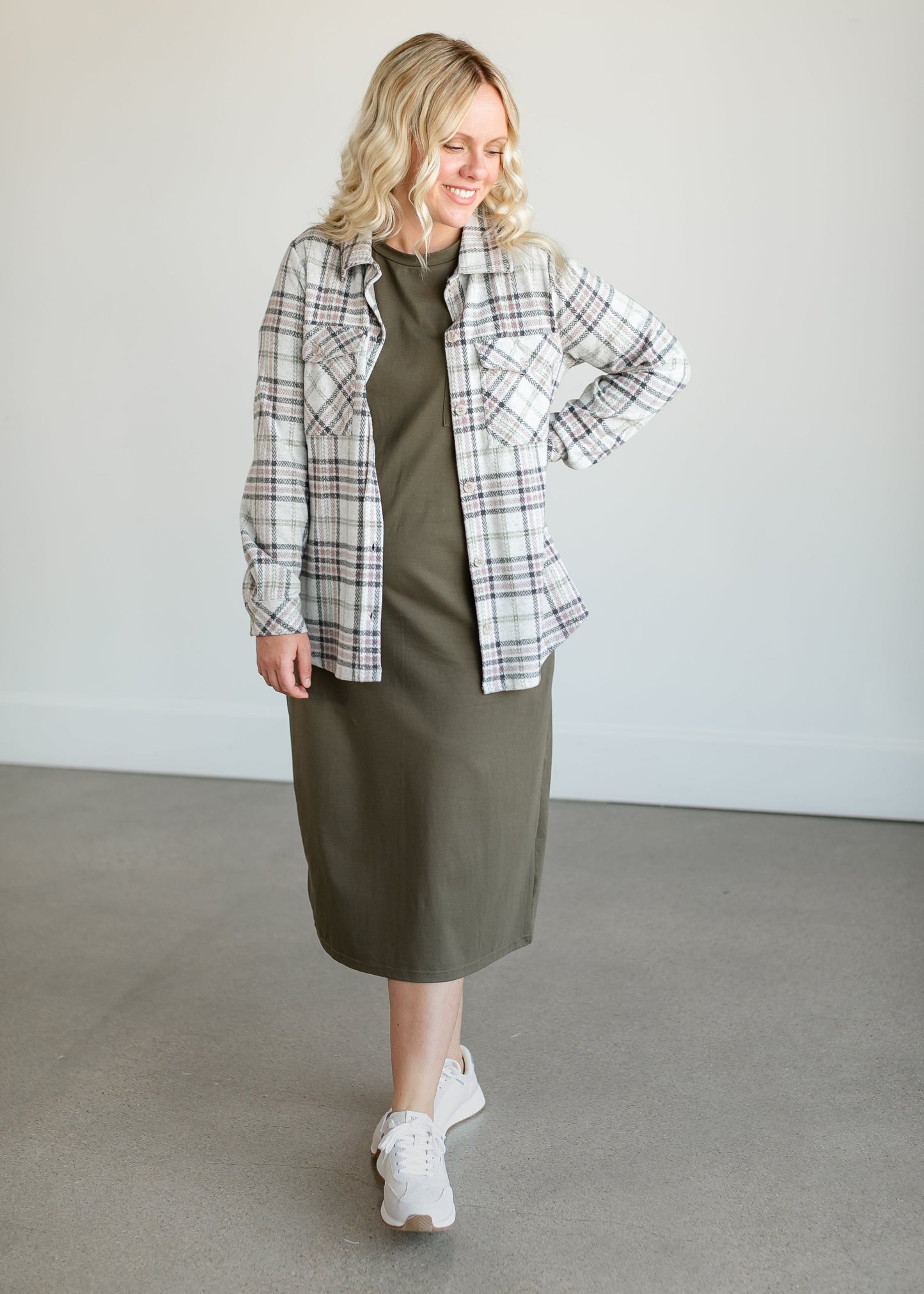 Weston Mossy Green Plaid Shacket FF Tops
