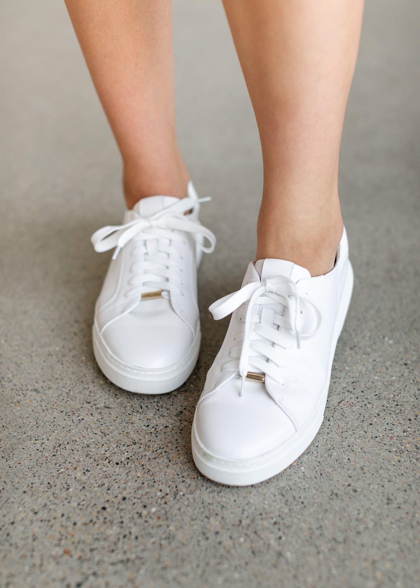 White Leather Platform Sneakers Shoes