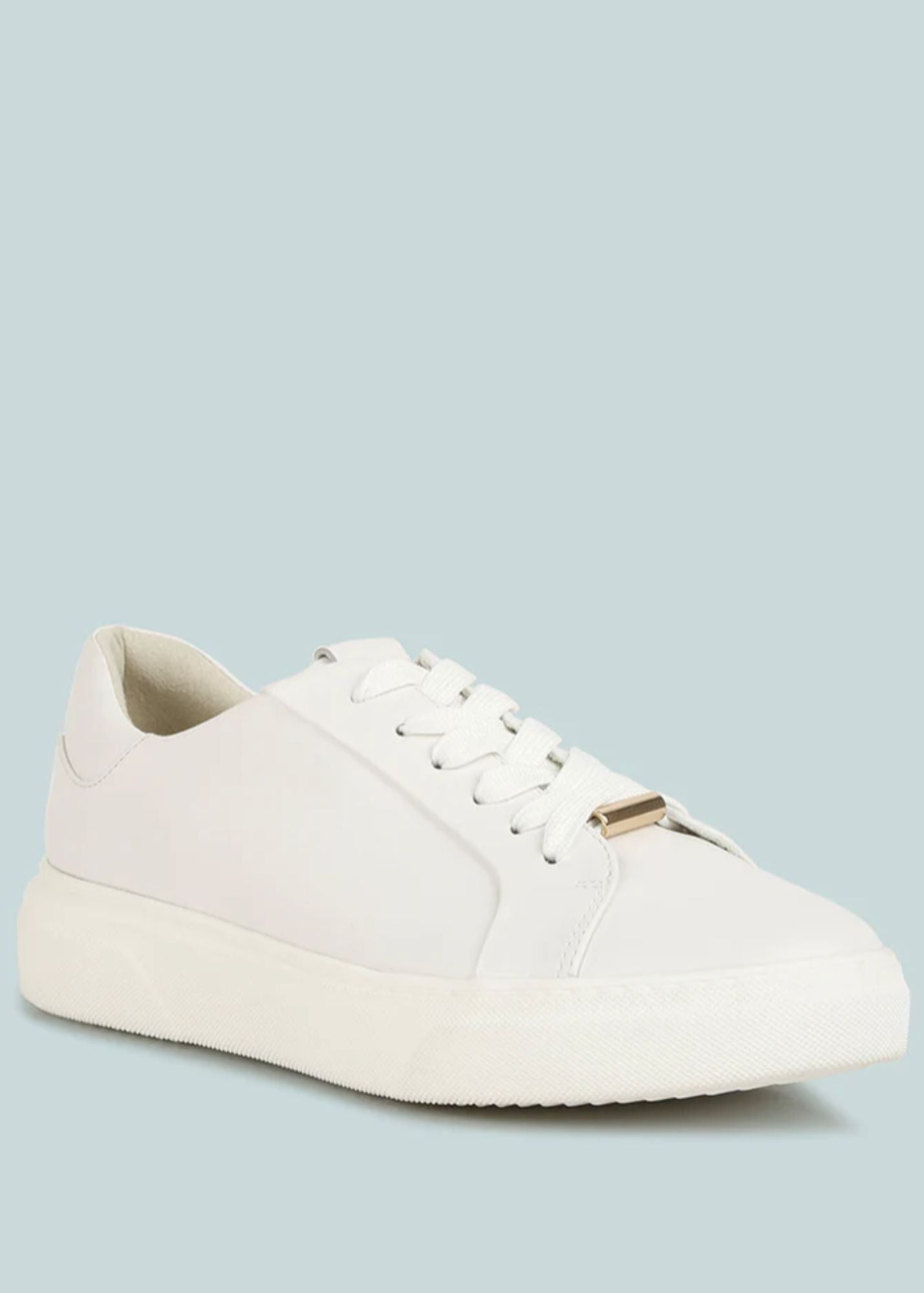 White Leather Platform Sneakers Shoes