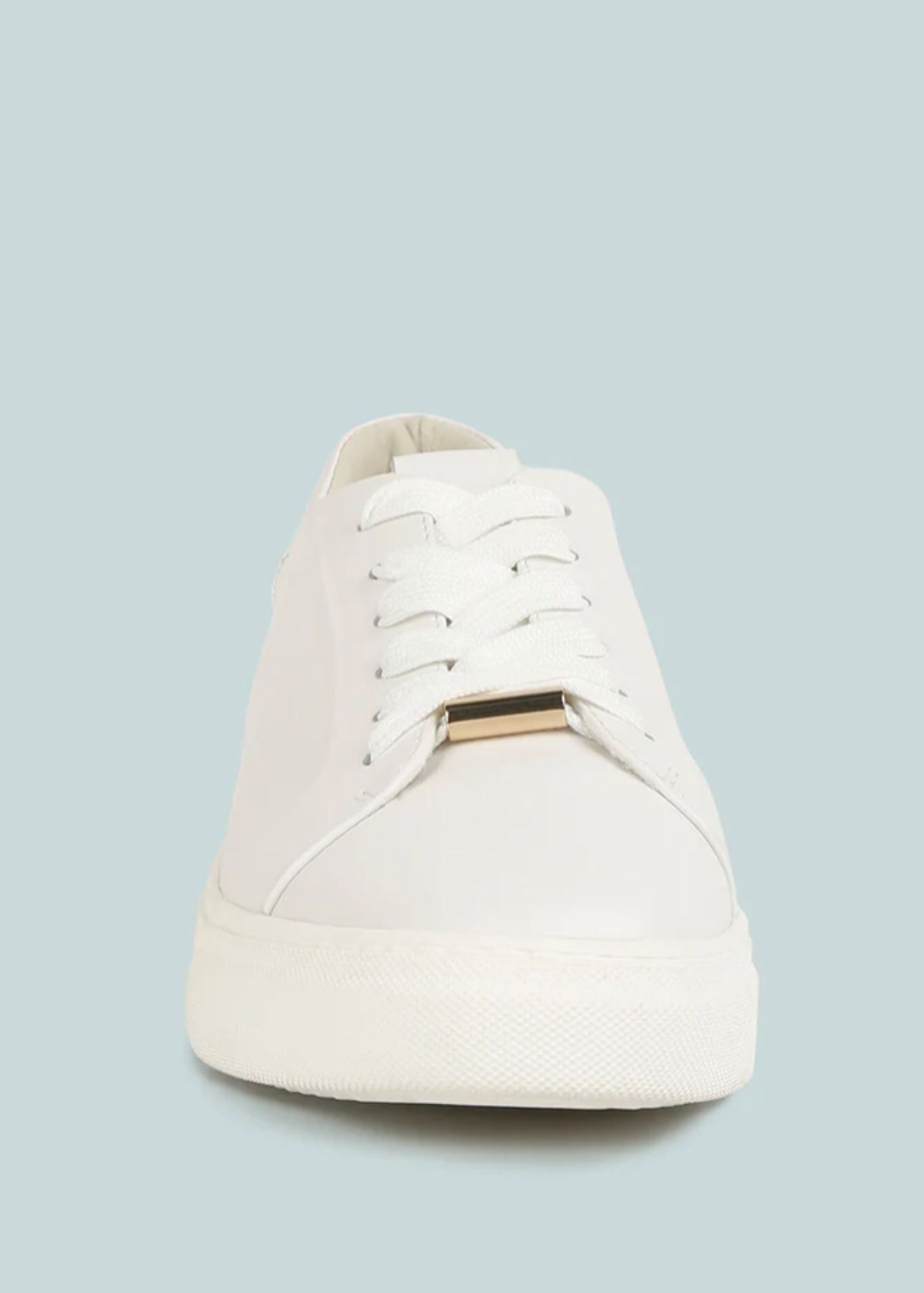 White Leather Platform Sneakers Shoes