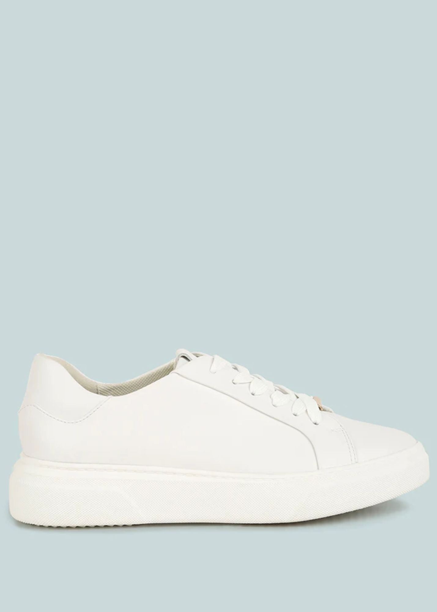 White Leather Platform Sneakers Shoes