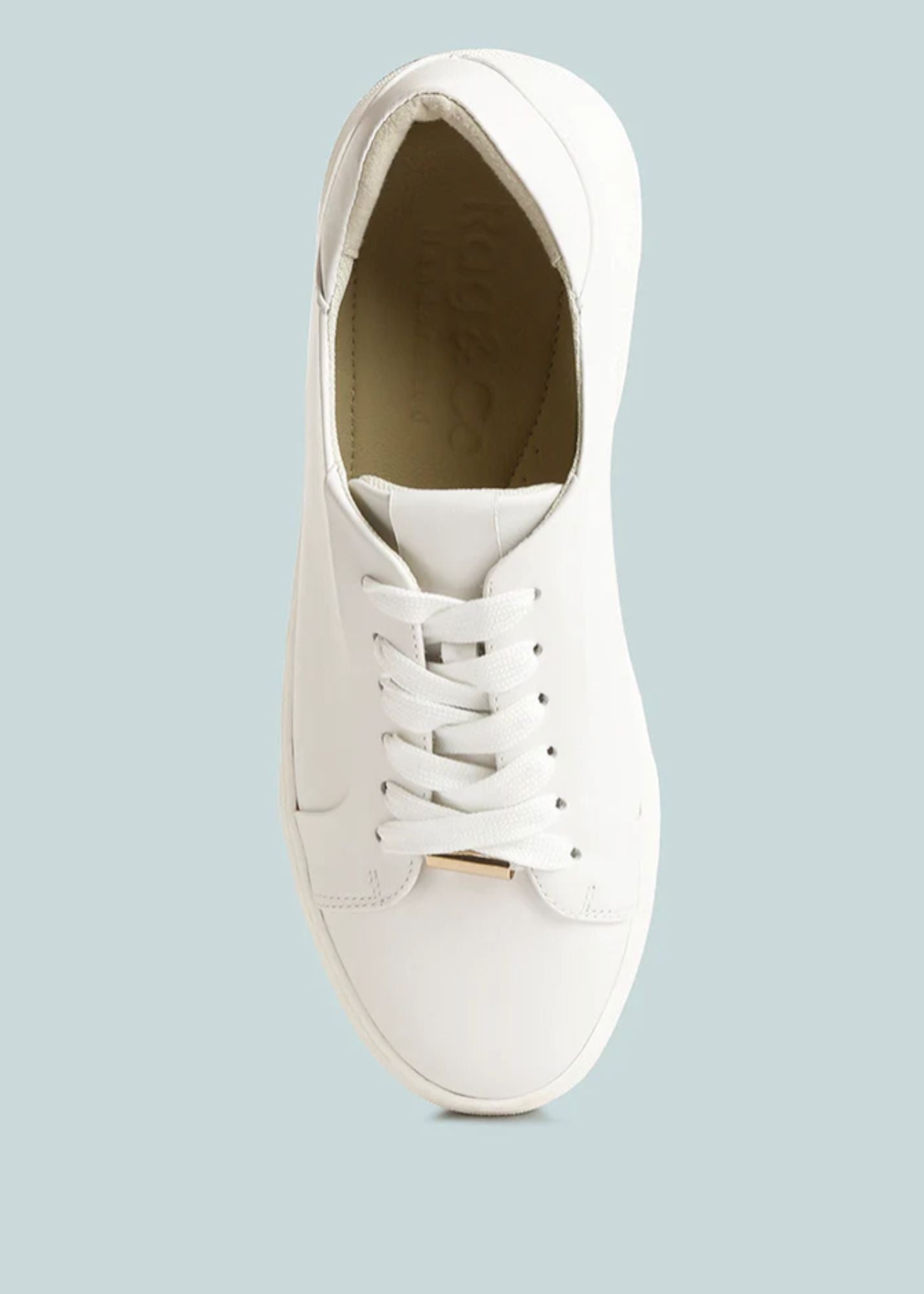 White Leather Platform Sneakers Shoes