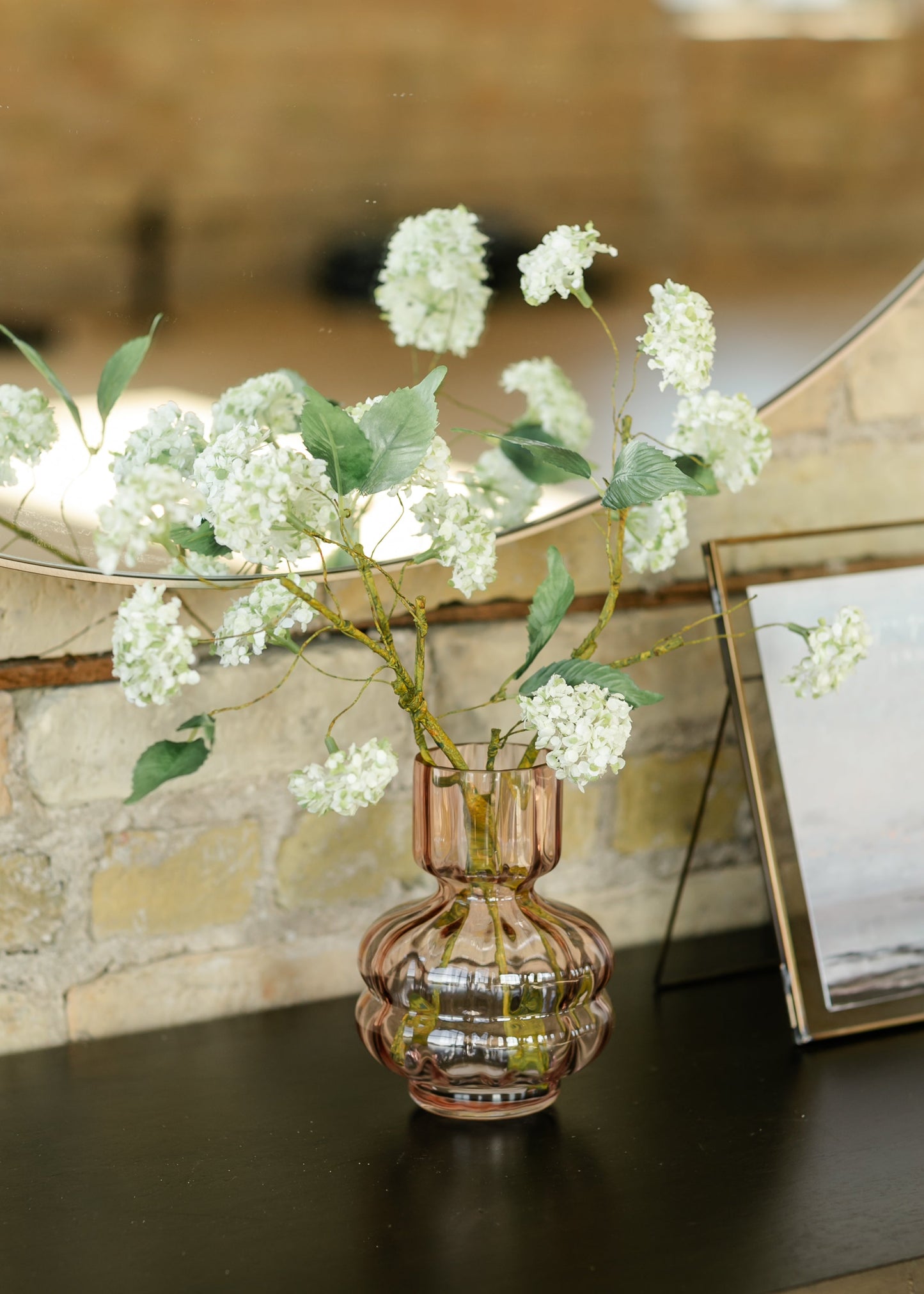 White Snowball Faux Hydrangea Spray FF Home + Lifestyle