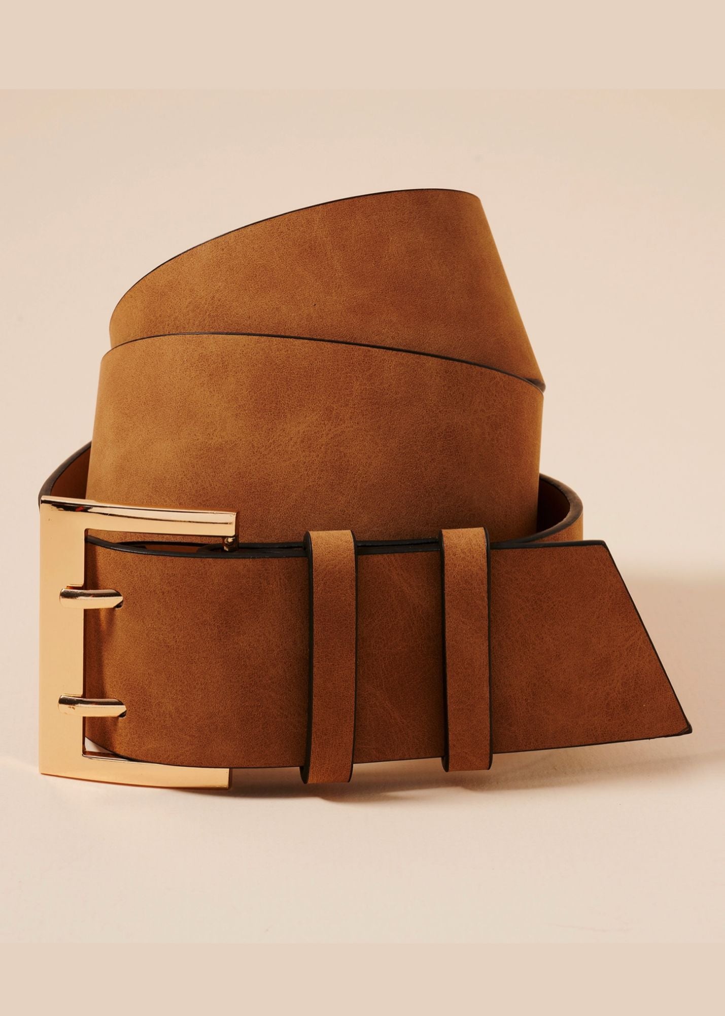 Wide Suede Waist Belt Accessories Camel
