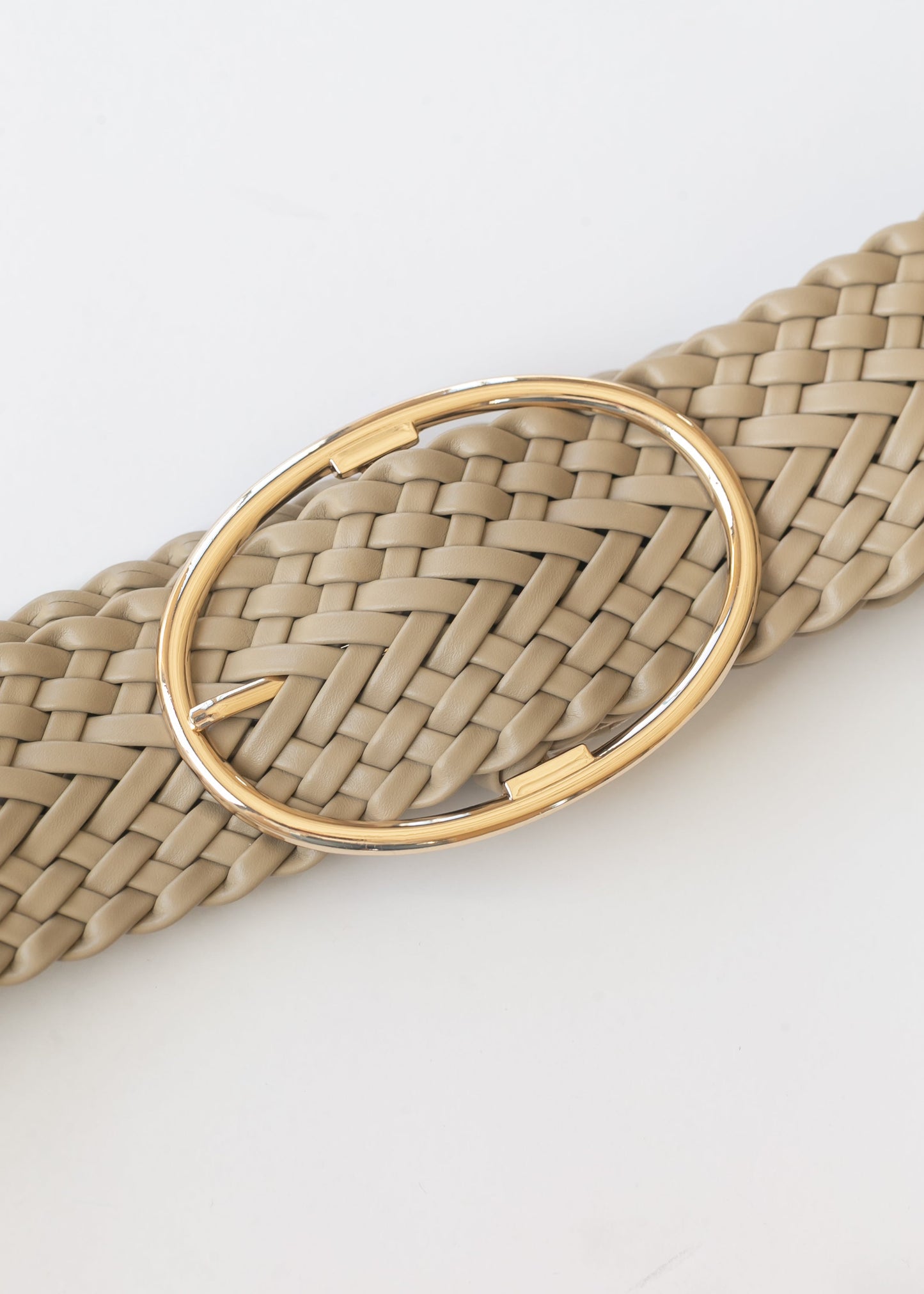 Wide Woven Oval Buckle Belt Accessory
