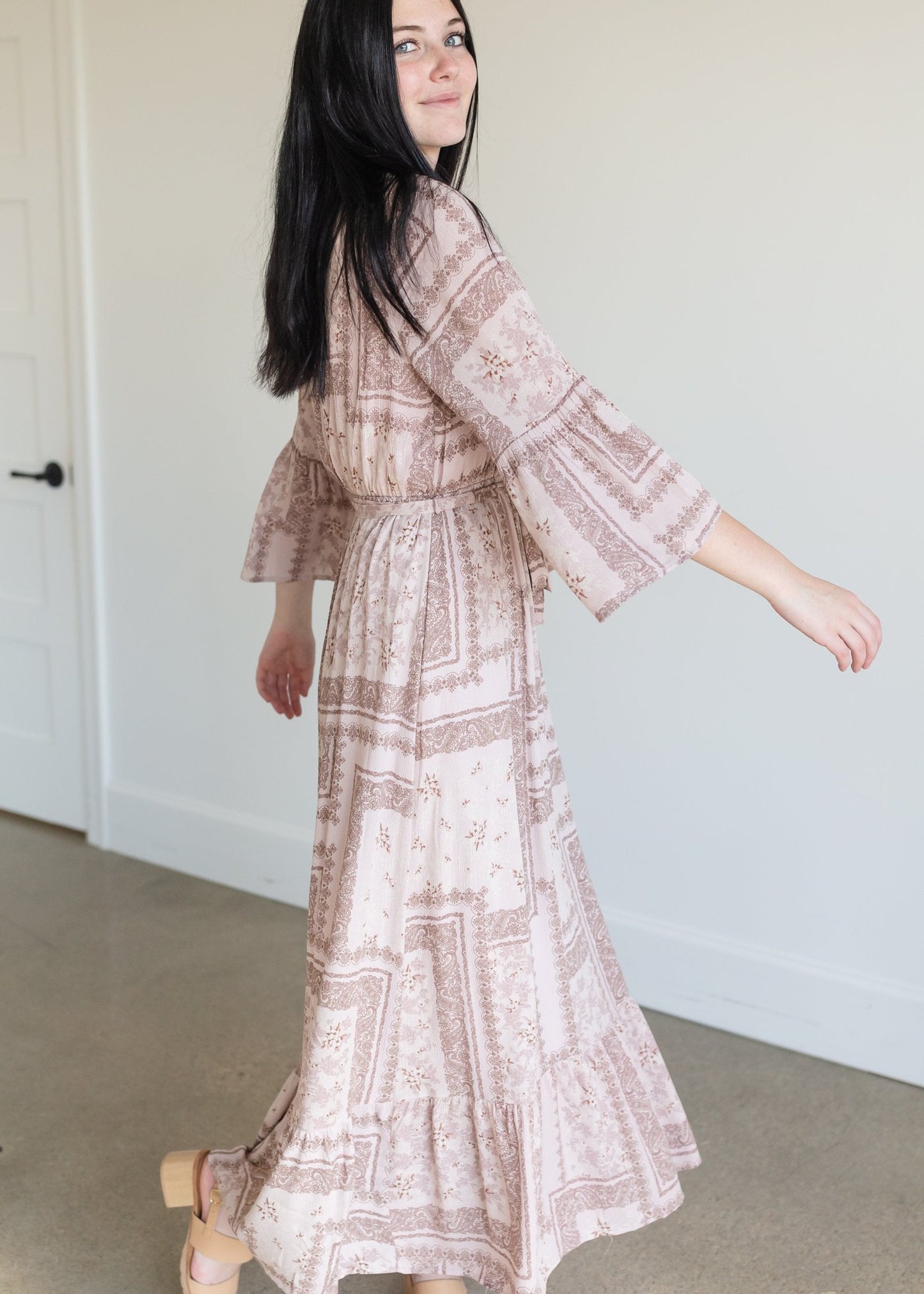 Willa Dusty Rose Flutter Bell Sleeve Maxi Dress - FINAL SALE IC Dresses
