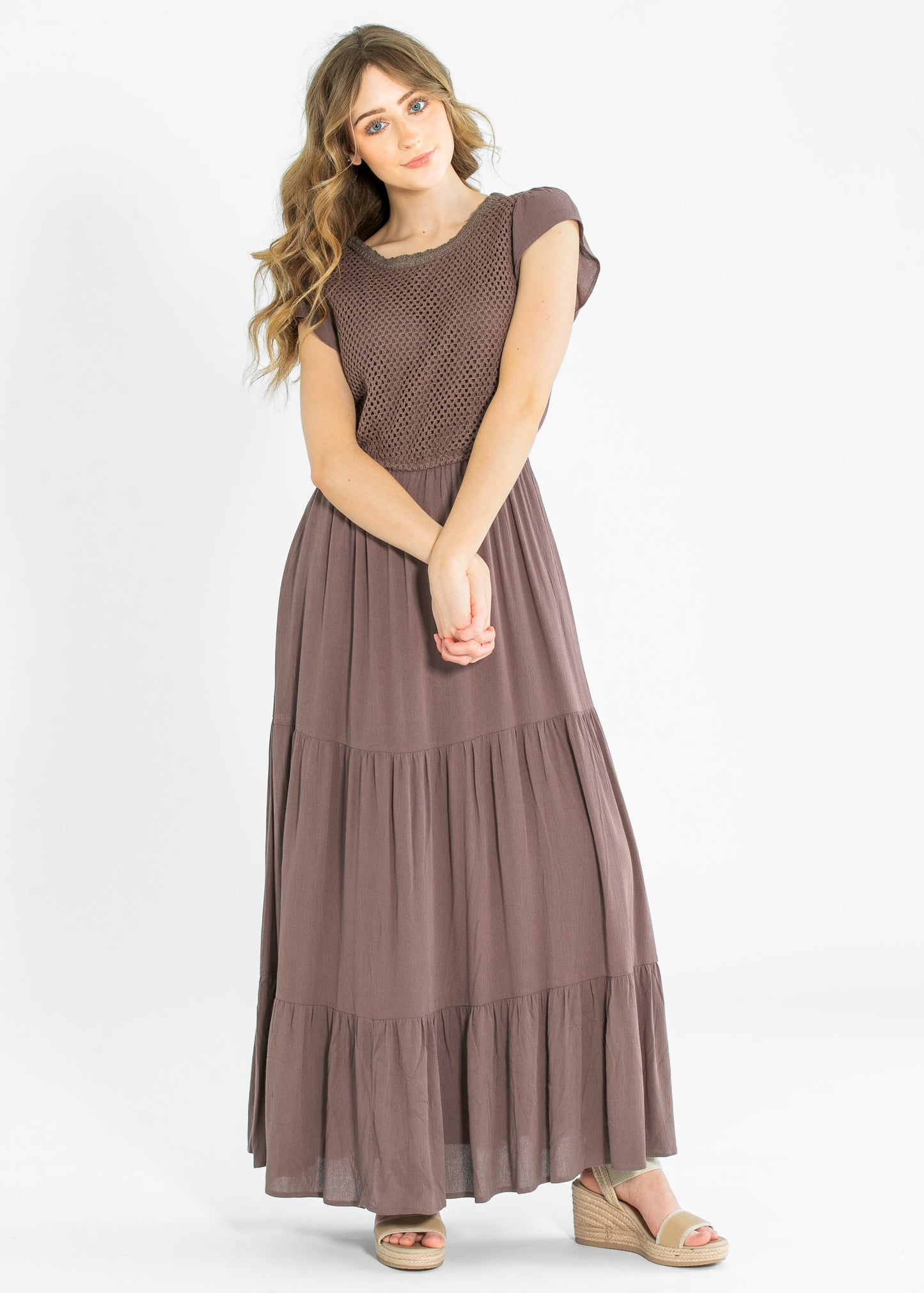 Willow Mae Crochet Tiered Layer Maxi Dress IC Dresses