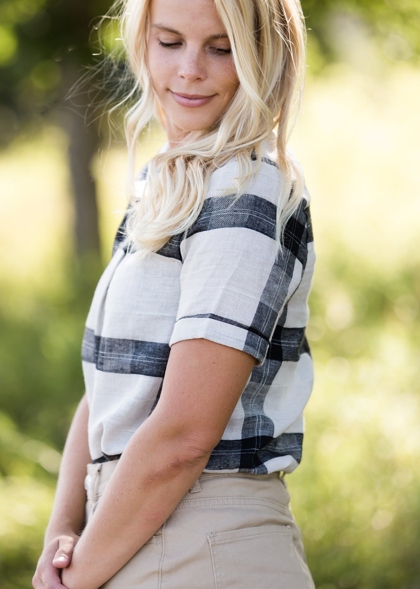 Windowpane Collared Top - FINAL SALE FF Tops