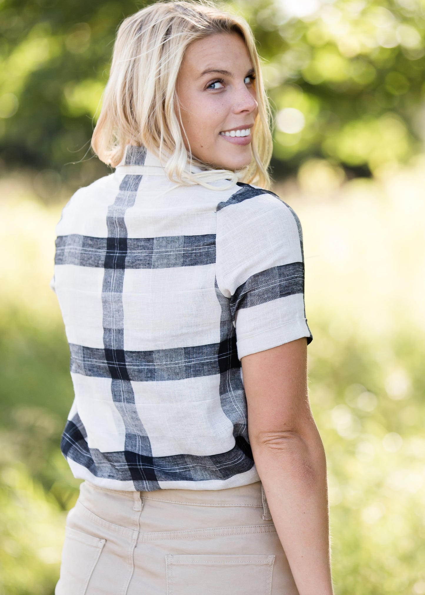Windowpane Collared Top - FINAL SALE FF Tops