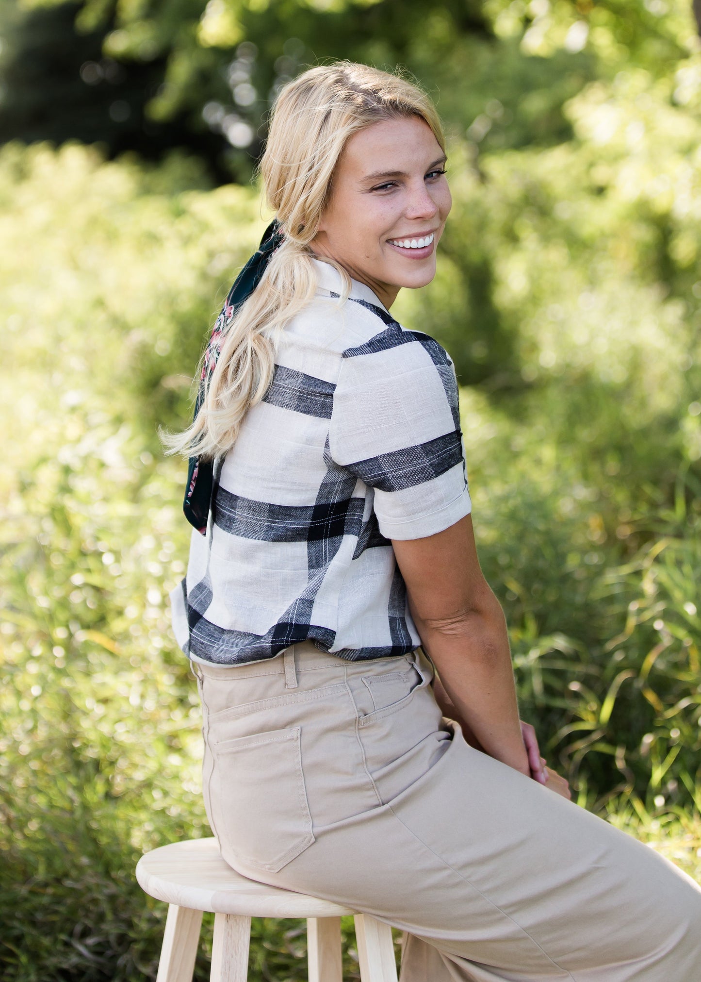 Windowpane Collared Top - FINAL SALE FF Tops