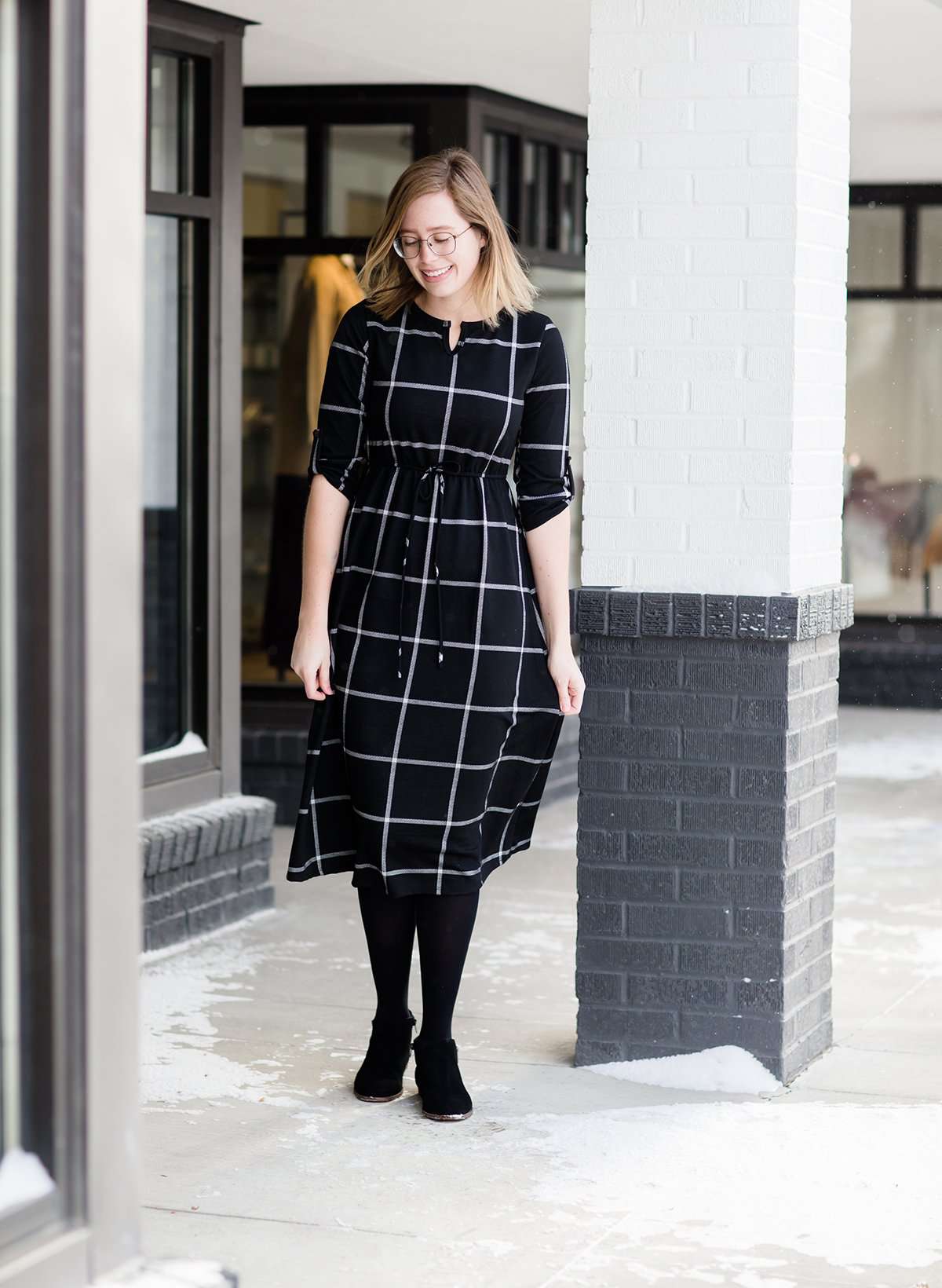 Windowpane Midi Dress FF Dresses