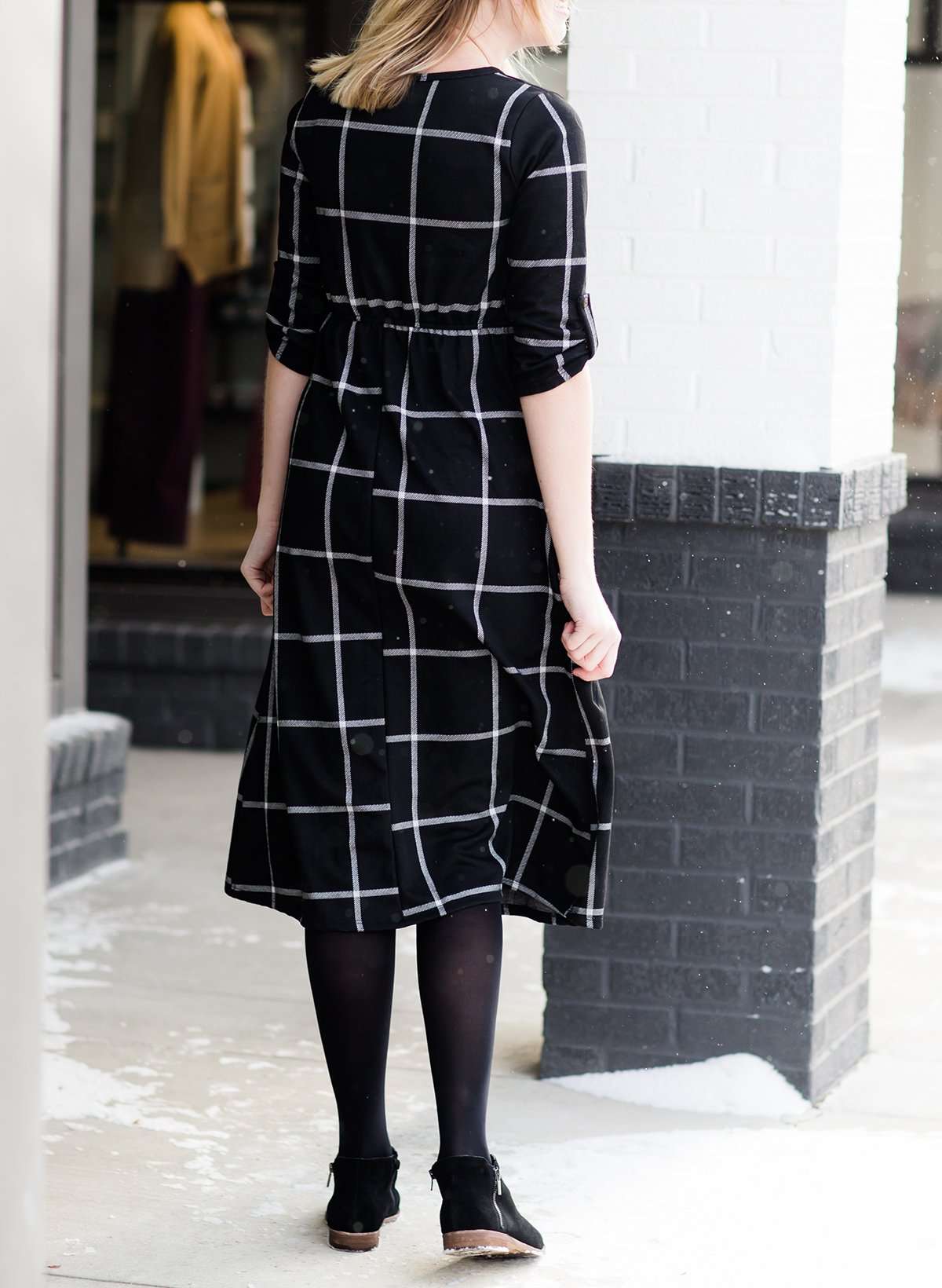 Windowpane Midi Dress FF Dresses