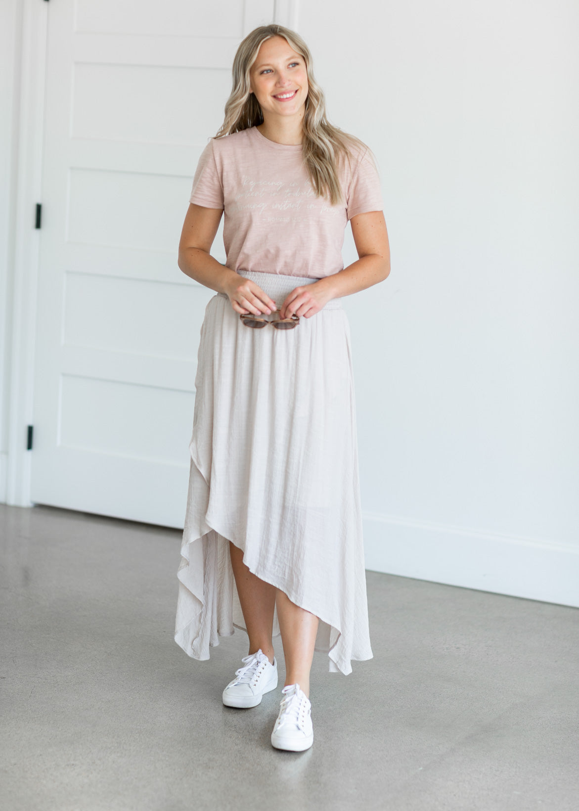 Wrap High Low Midi Skirt Skirts
