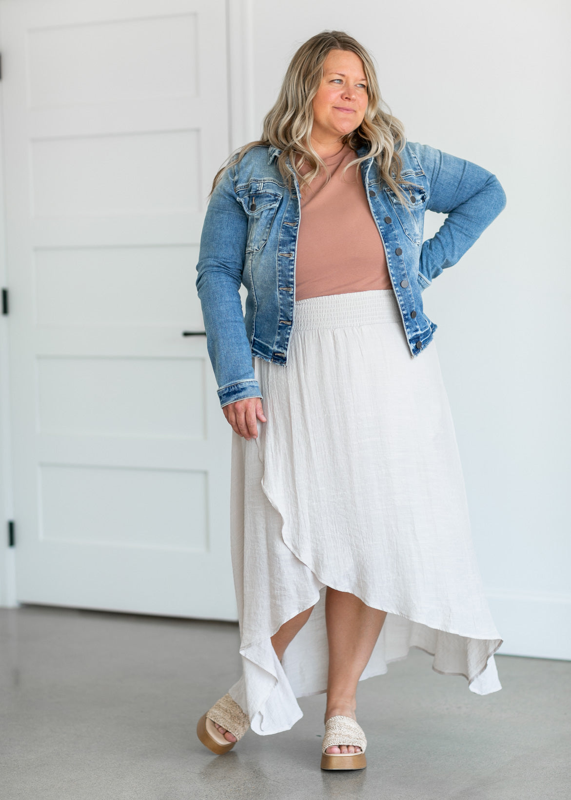 Wrap High Low Midi Skirt Skirts