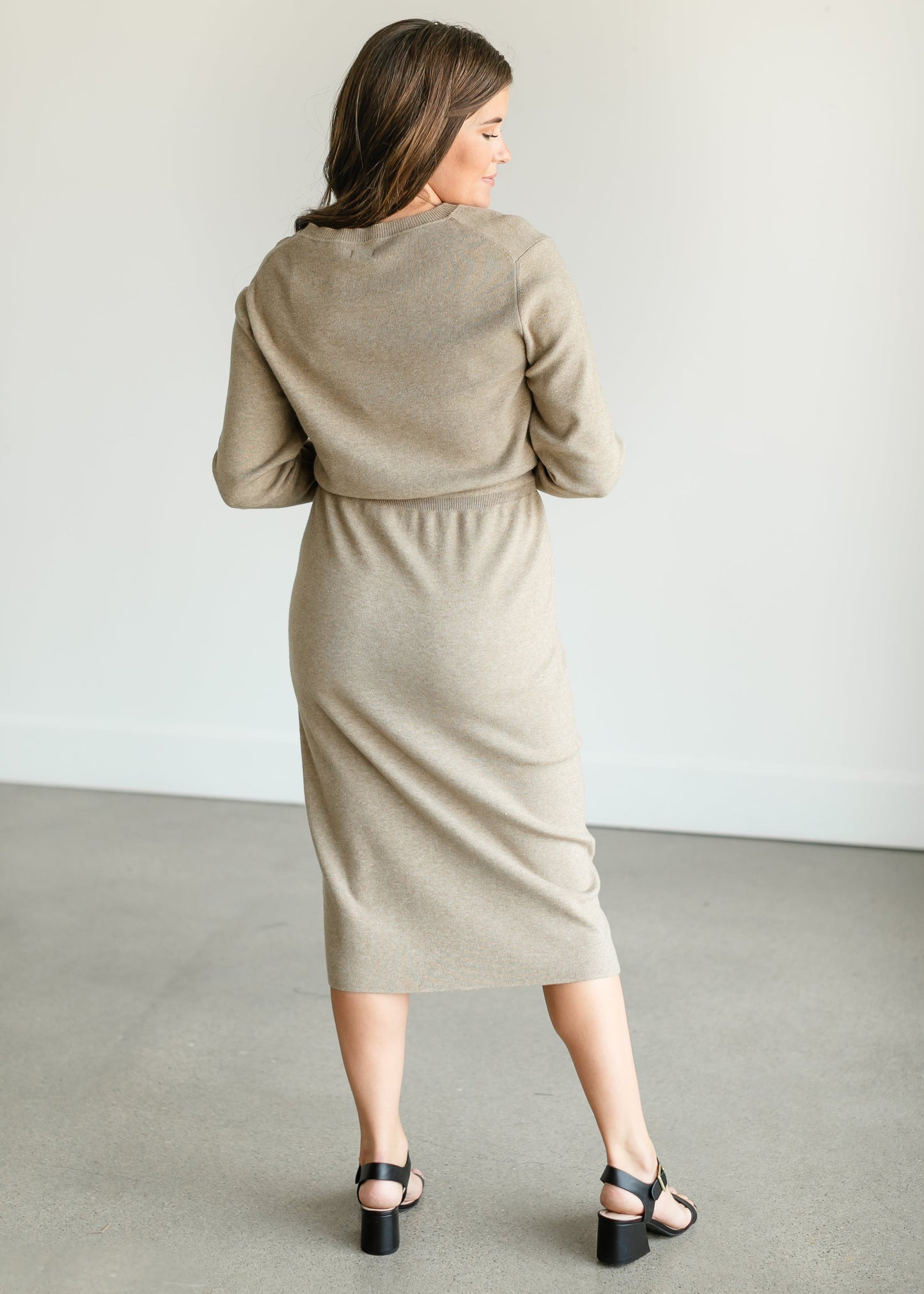 Wren Long Sleeve V-Neck Sweater Dress FF Dresses