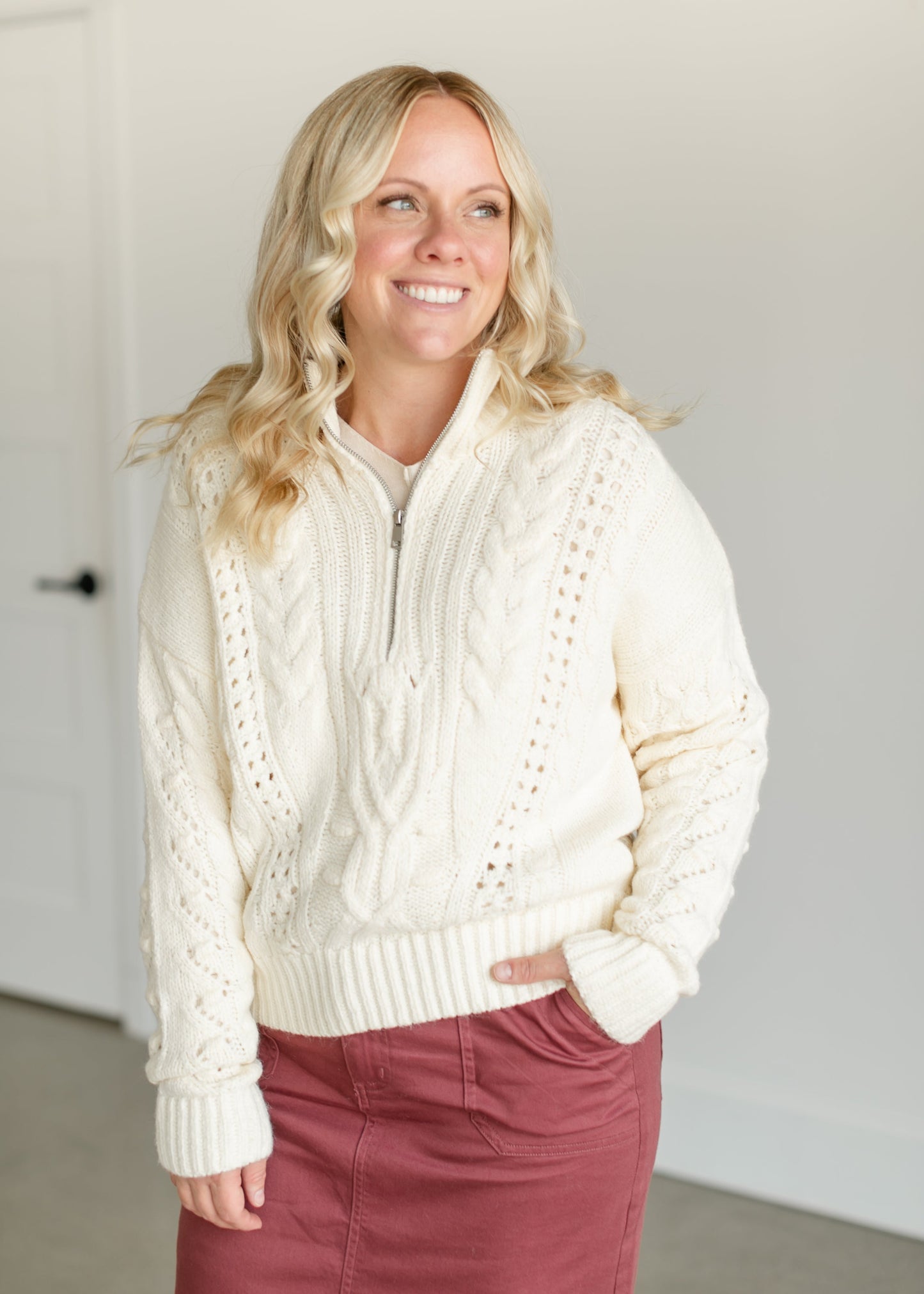 Zoe Quarter Zip Sweater FF Tops