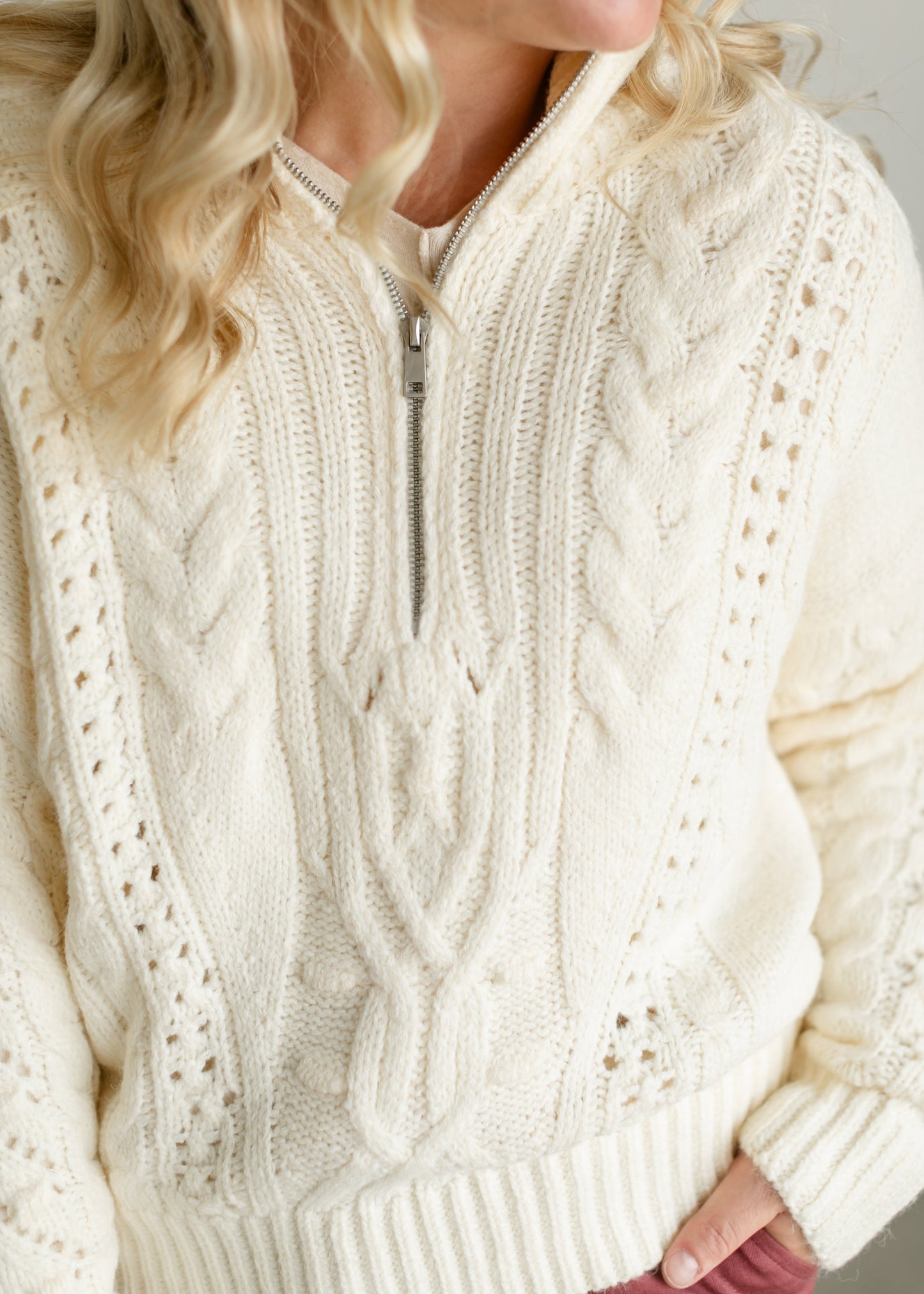 Zoe Quarter Zip Sweater FF Tops
