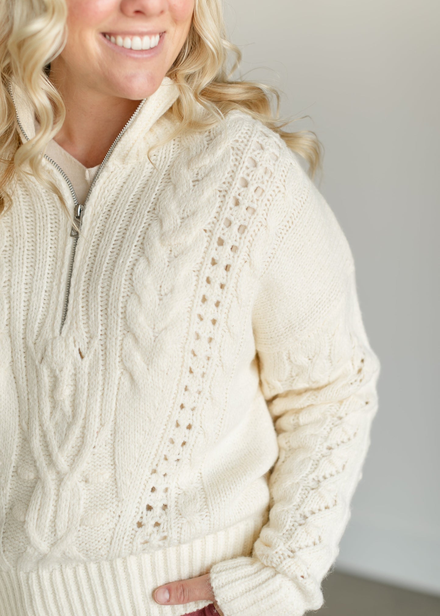 Zoe Quarter Zip Sweater FF Tops