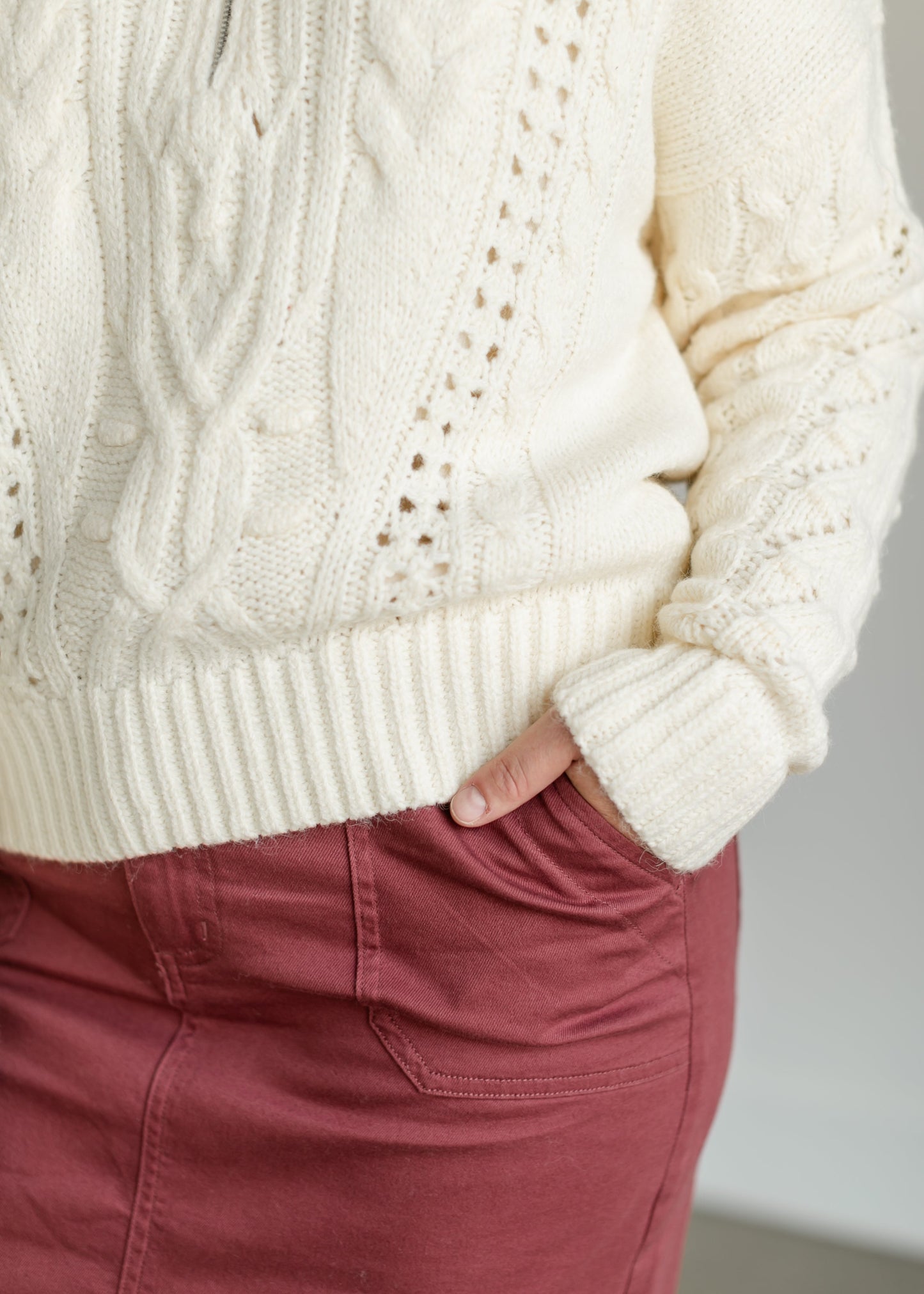 Zoe Quarter Zip Sweater FF Tops