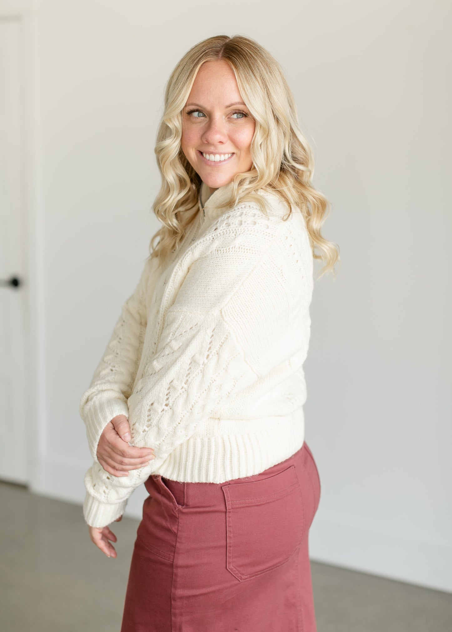Zoe Quarter Zip Sweater FF Tops