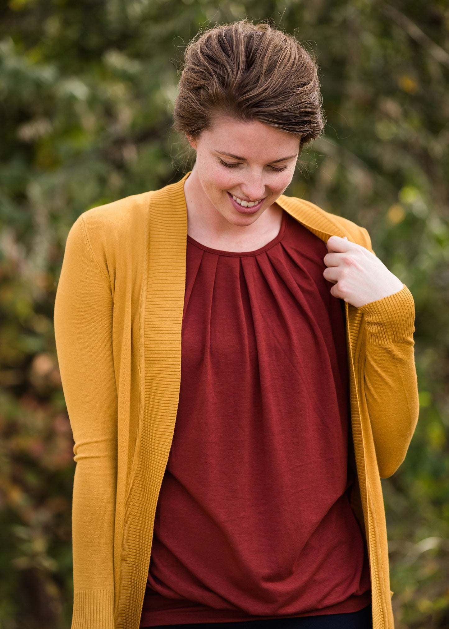 Scoop Neck Pleated Tank Top - FINAL SALE Tops Rust / S