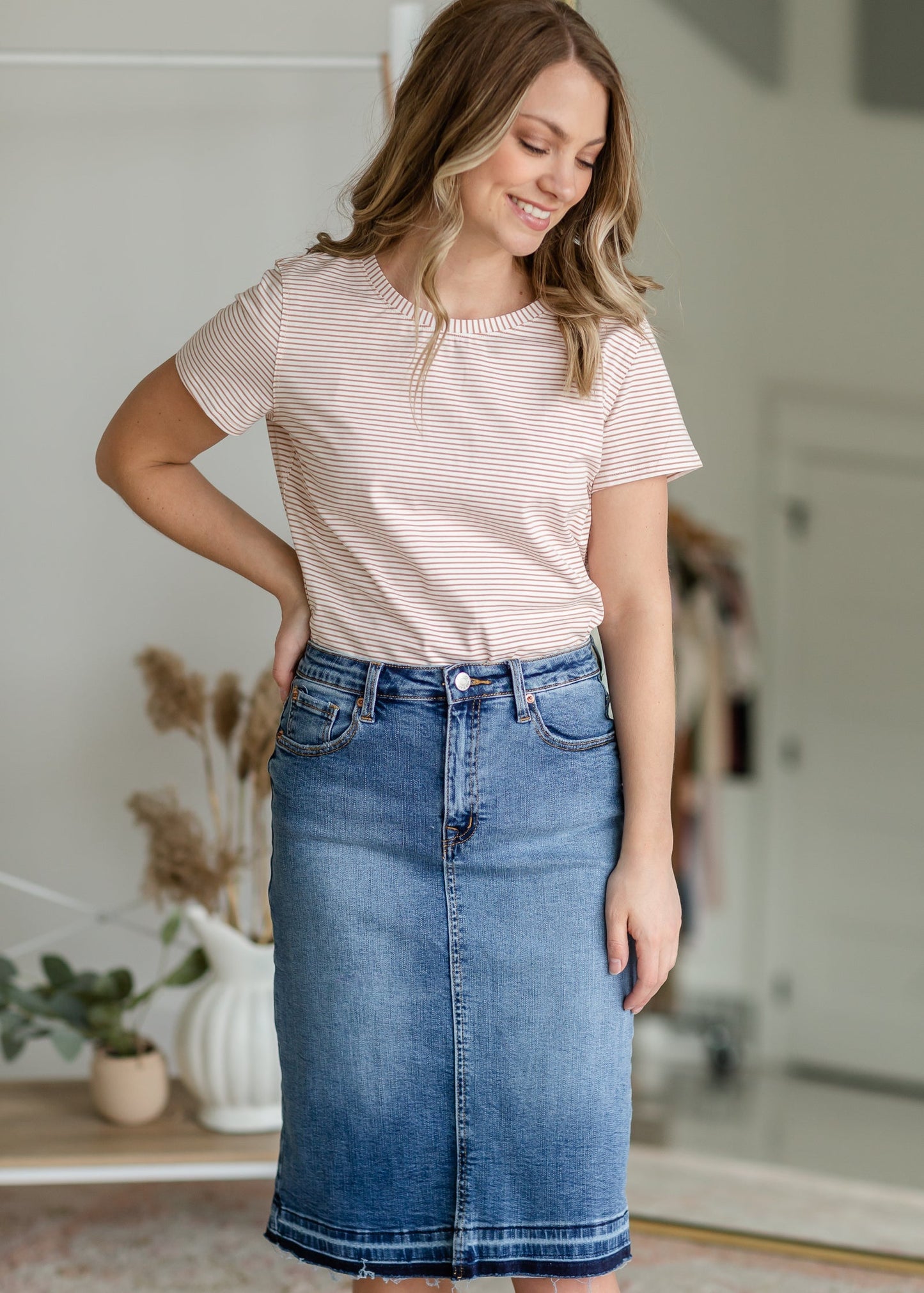 Allison Light Wash Jean Skirt Skirts Tea N Rose