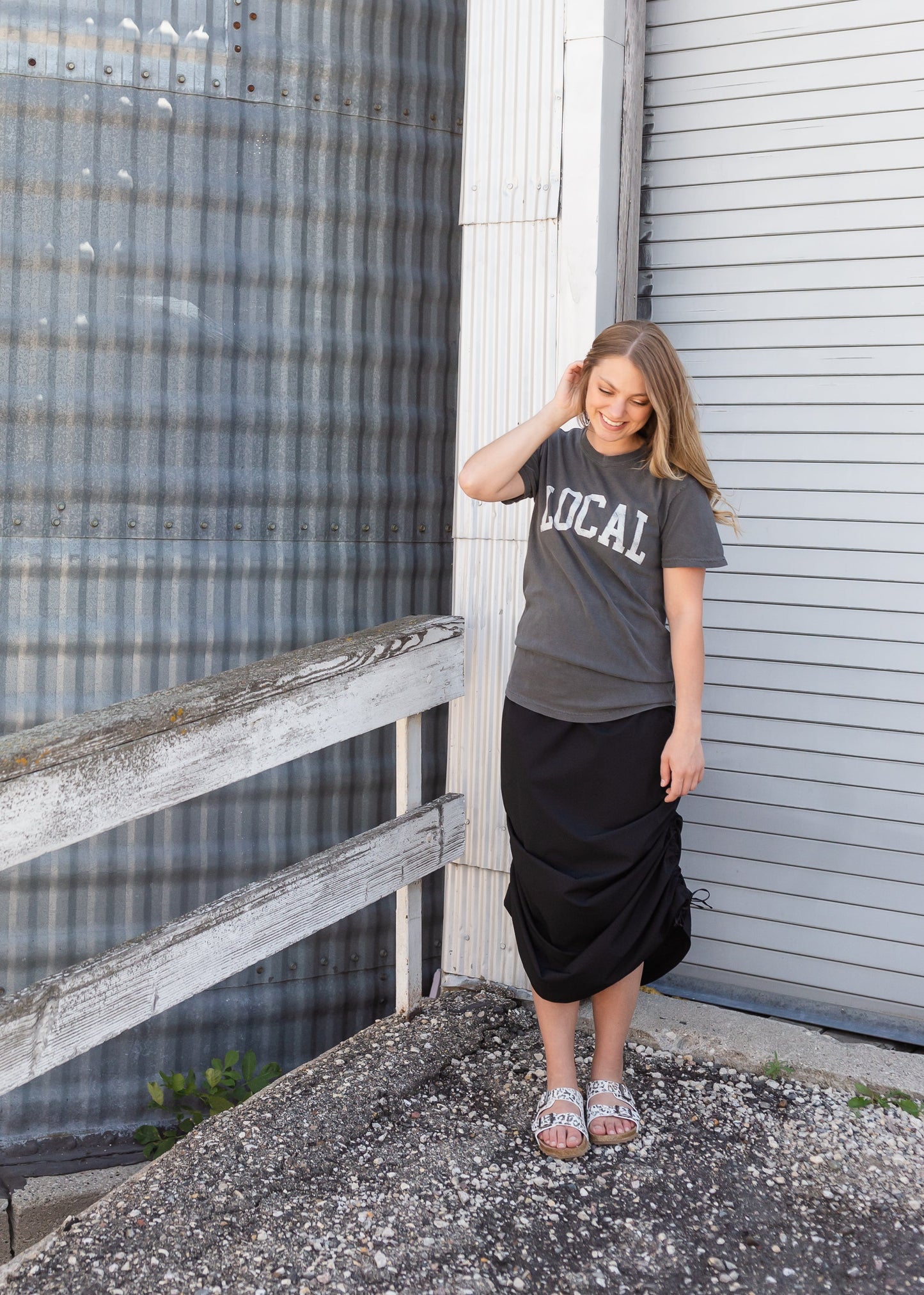 Anika Black Side Cinch Hiking Maxi Skirt Skirts
