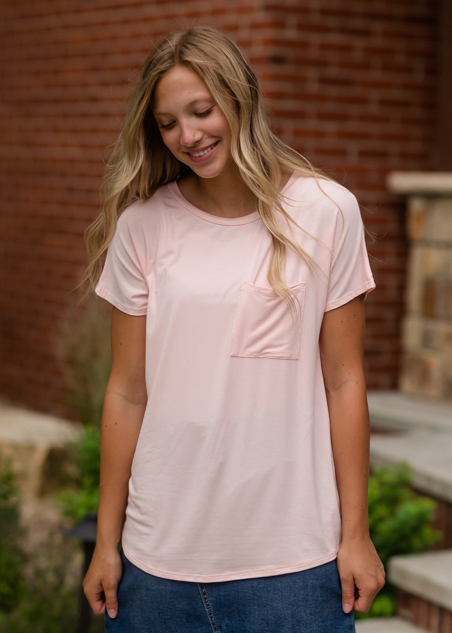 Basic Pocket Crewneck T-Shirt - FINAL SALE Tops