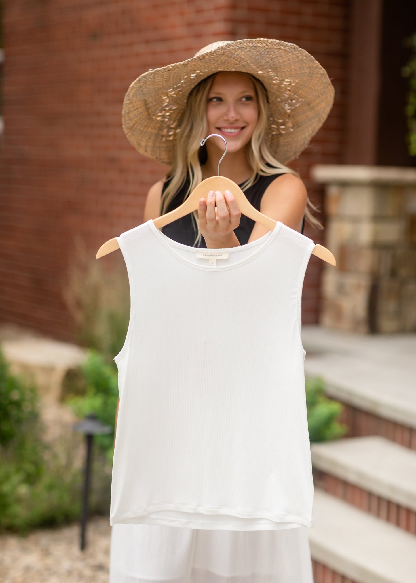 Basic Rib Knit Shell Tank Top - FINAL SALE Tops White / S