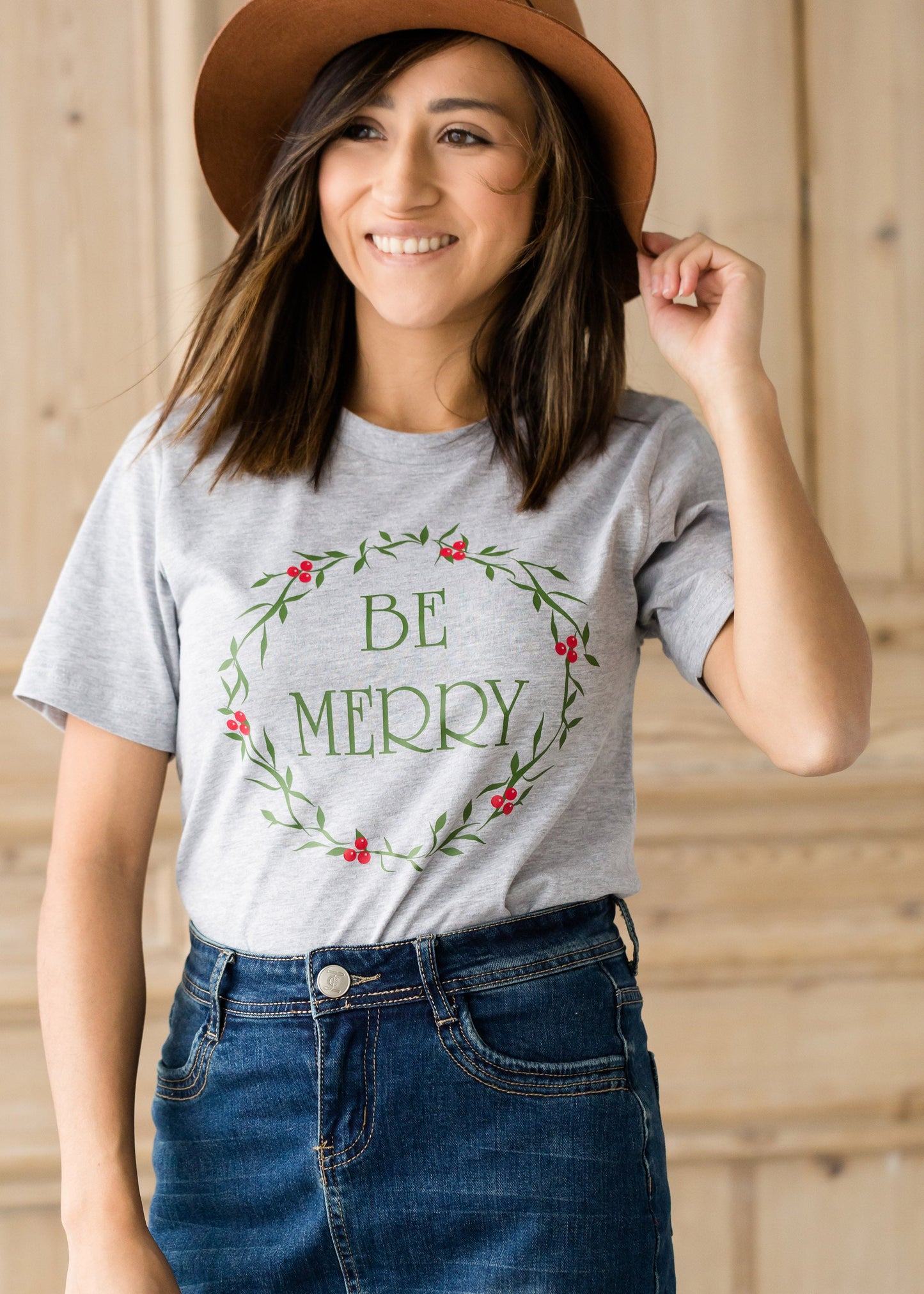 Be Merry Christmas Wreath Graphic Tee - FINAL SALE Tops