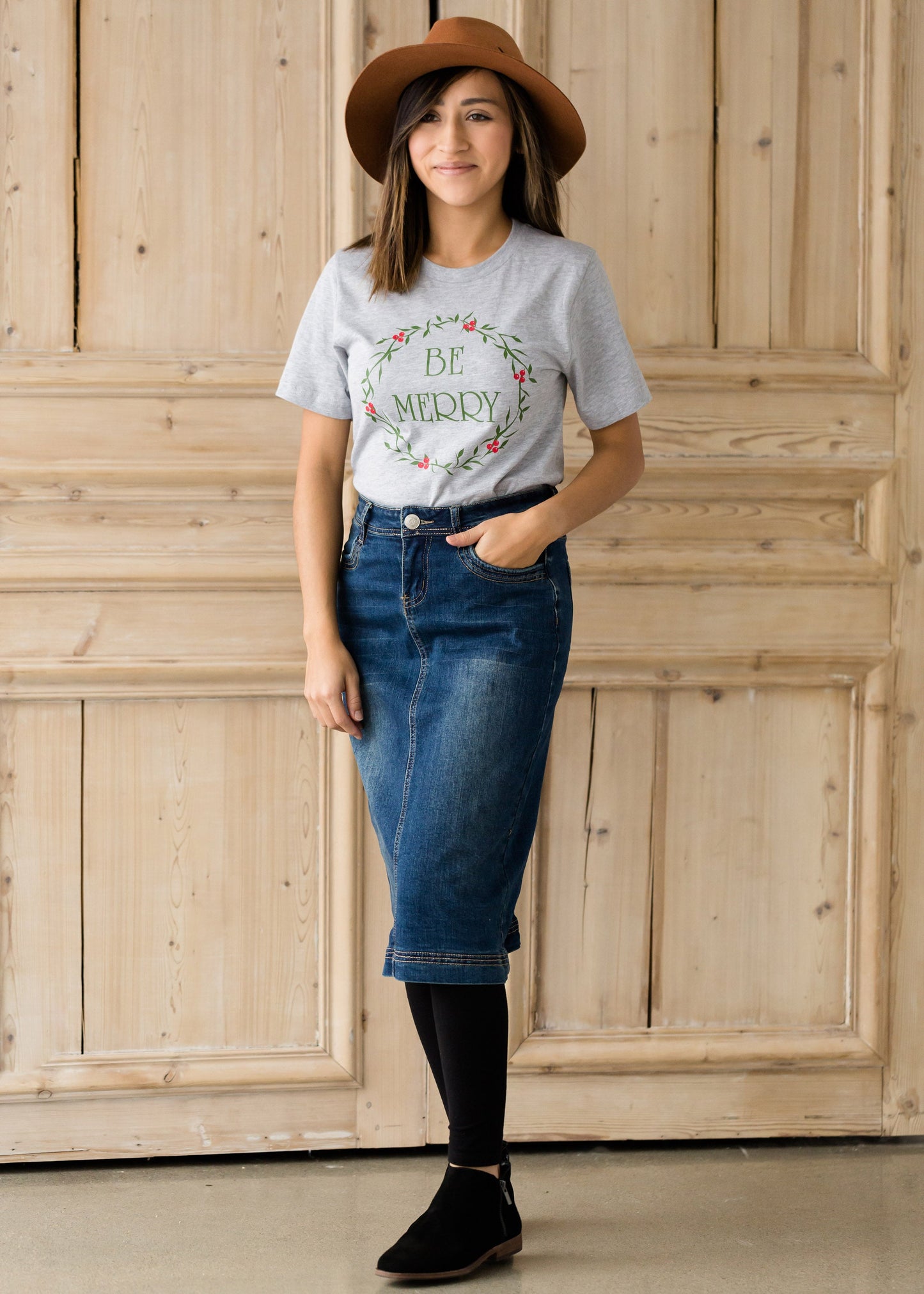 Be Merry Christmas Wreath Graphic Tee - FINAL SALE Tops