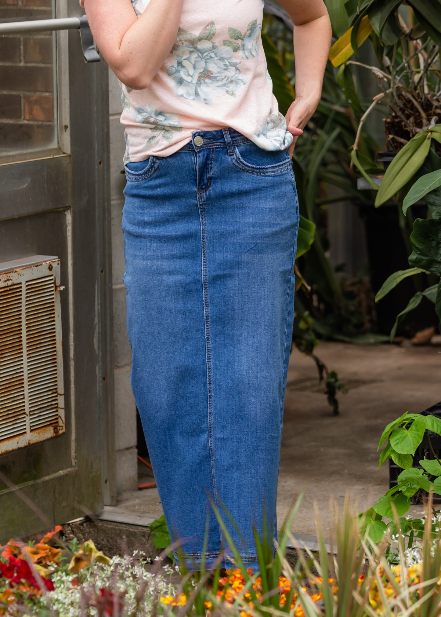 Bella Triple Stitch Long Denim Jean Skirt - FINAL SALE Skirts
