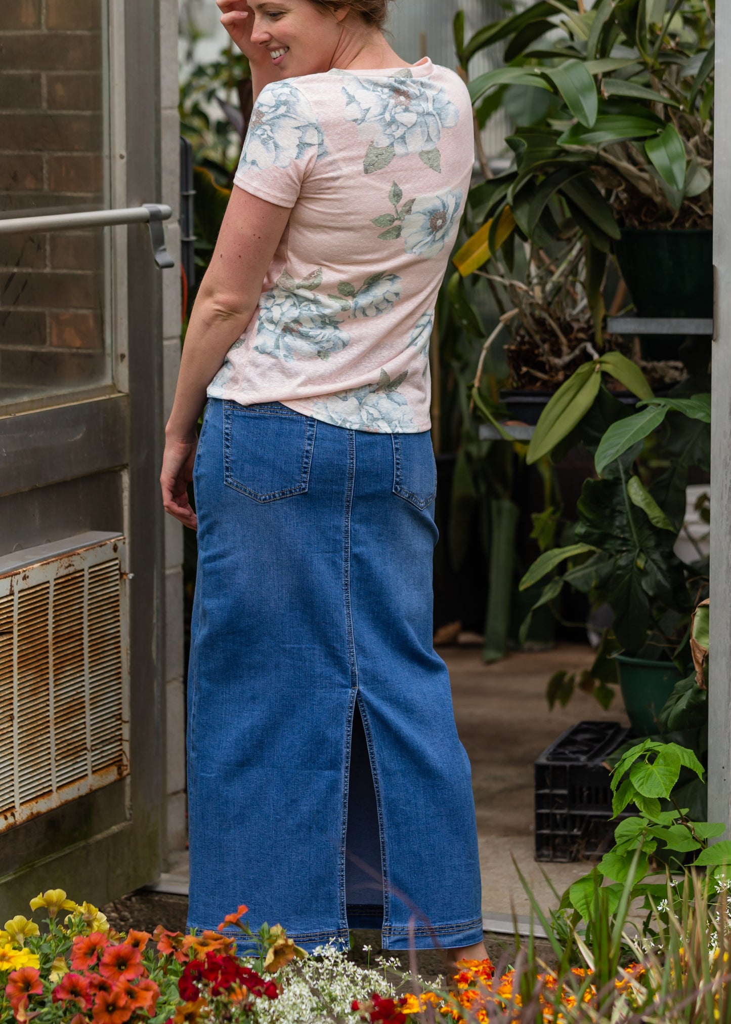 Bella Triple Stitch Long Denim Jean Skirt - FINAL SALE Skirts