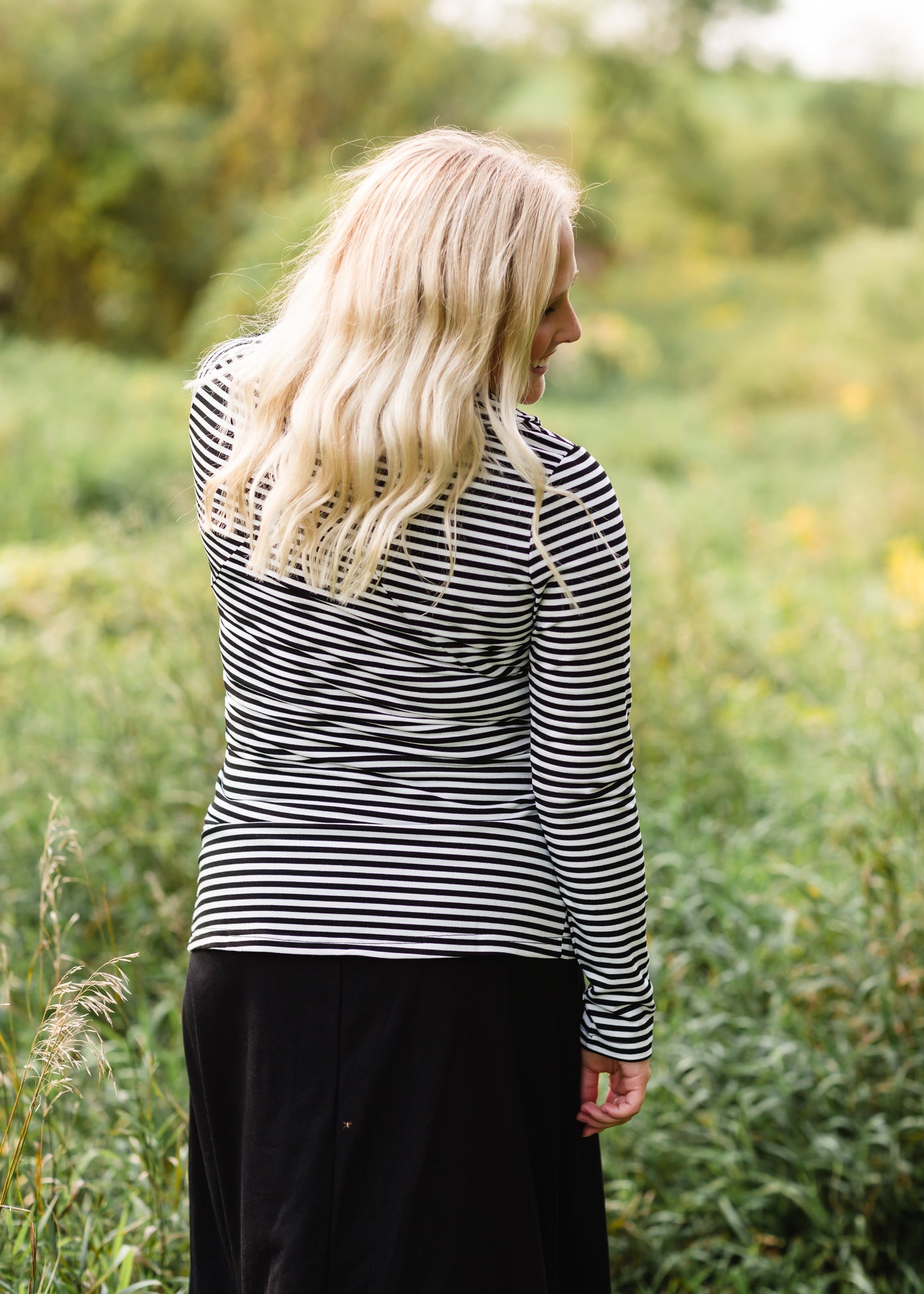 Black Asymmetrical Striped Zip Up - FINAL SALE Tops