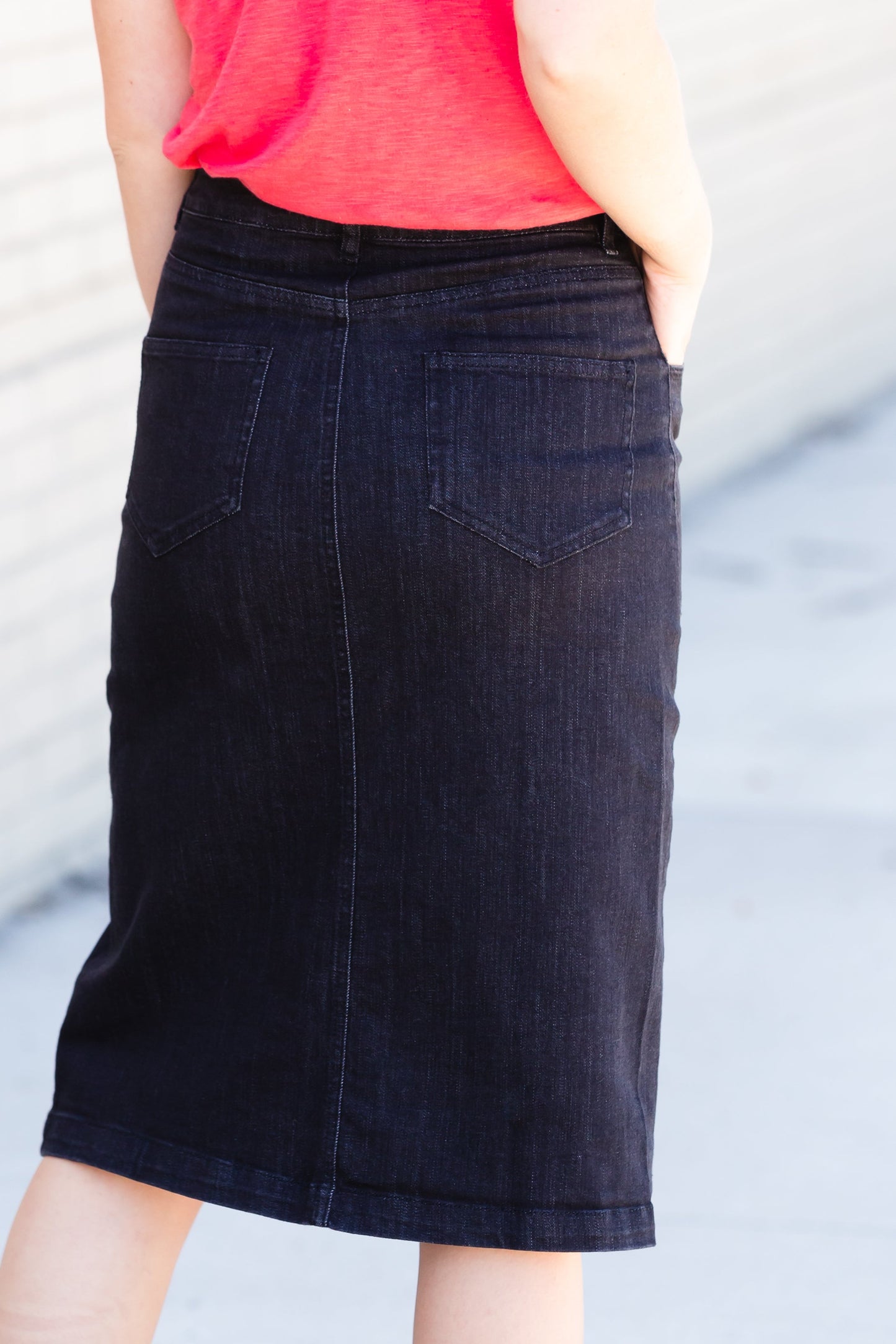 Black Button Front Utility Midi Skirt - FINAL SALE Skirts