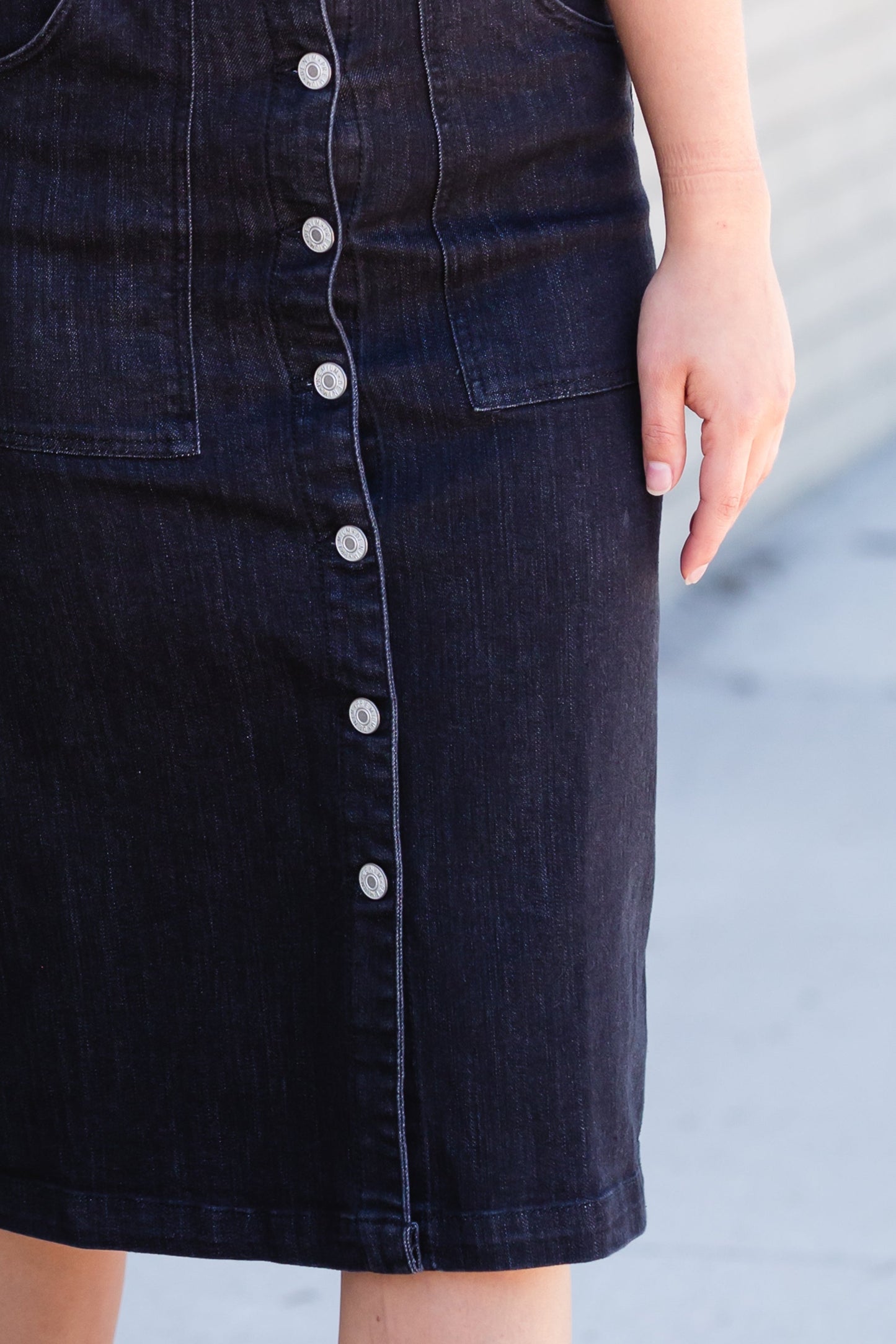 Black Button Front Utility Midi Skirt - FINAL SALE Skirts
