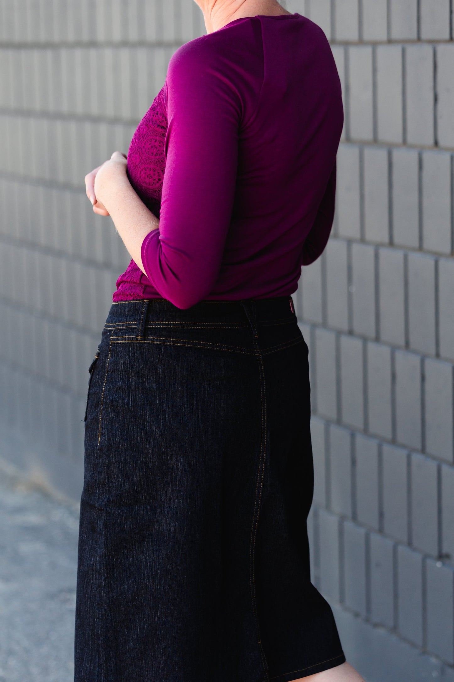 Black Denim Pocket Detail Midi Skirt - FINAL SALE Skirts
