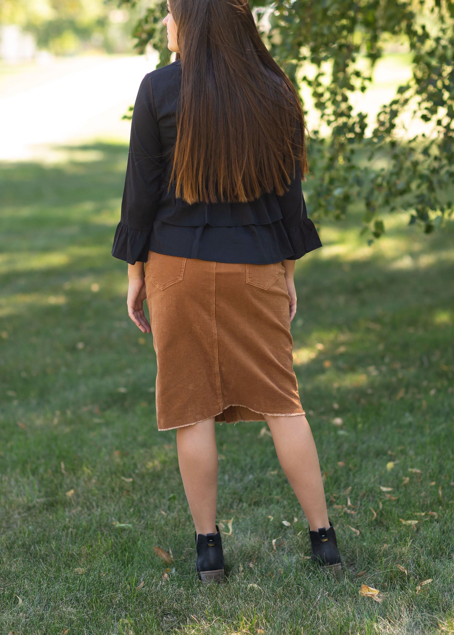 Black Miriam Button Front Peplum Top Tops