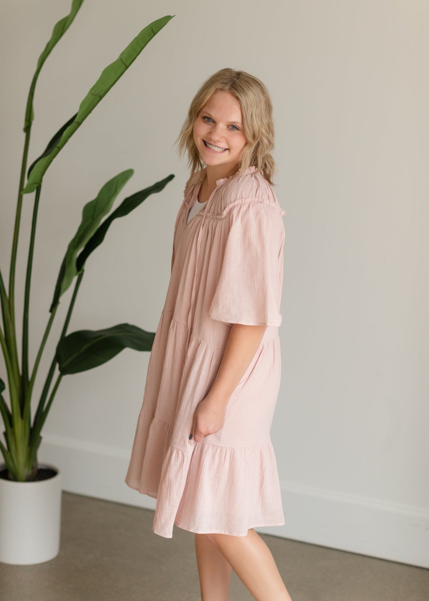 Blush Ruffle Textured Midi Dress - FINAL SALE Dresses